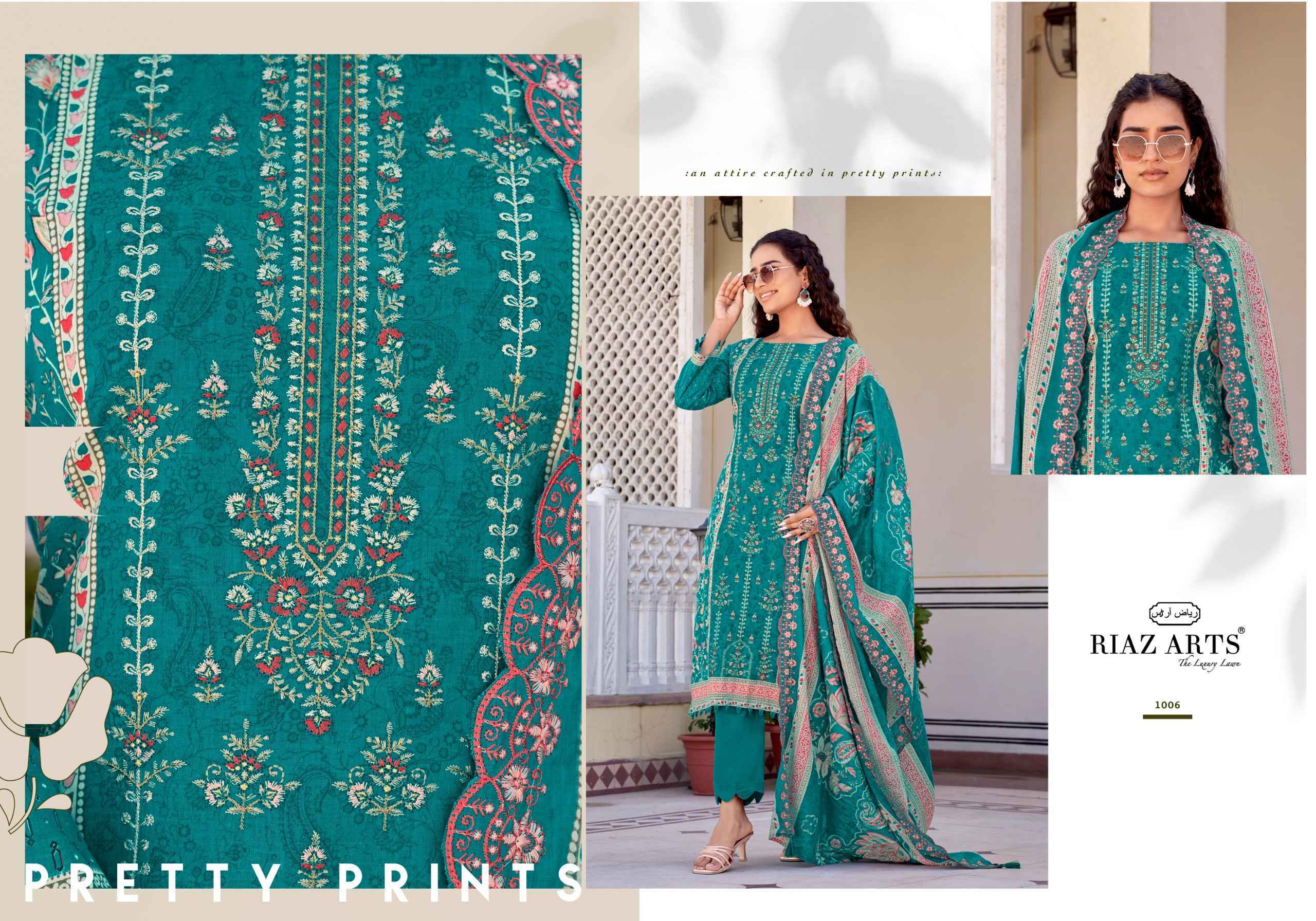 Riaz Arts Abu Rehan Lawn Cotton Dress Material - Wholesale Textile Market ( 6 pcs Catalog )