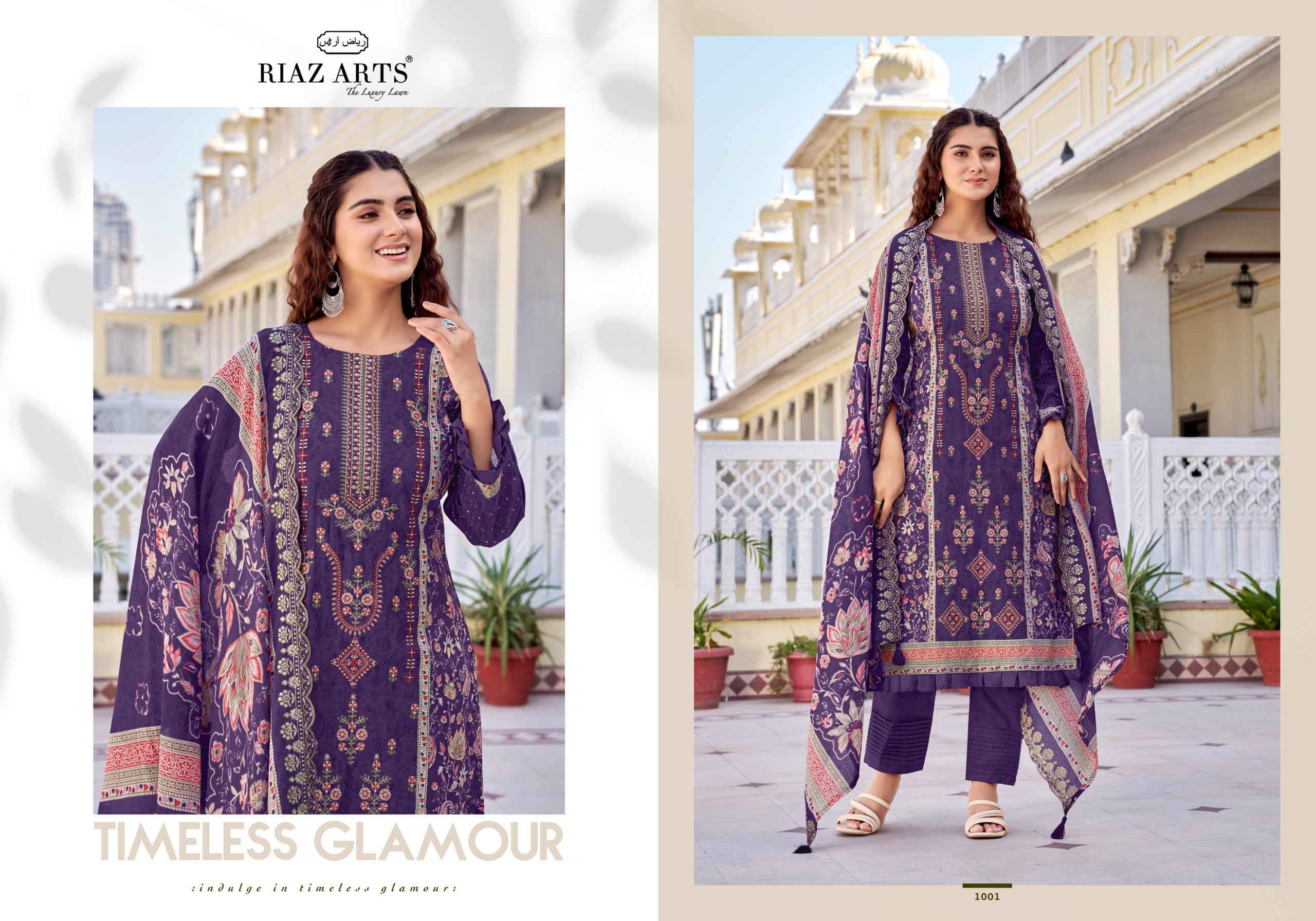 Riaz Arts Abu Rehan Lawn Cotton Dress Material - Wholesale Textile Market ( 6 pcs Catalog )