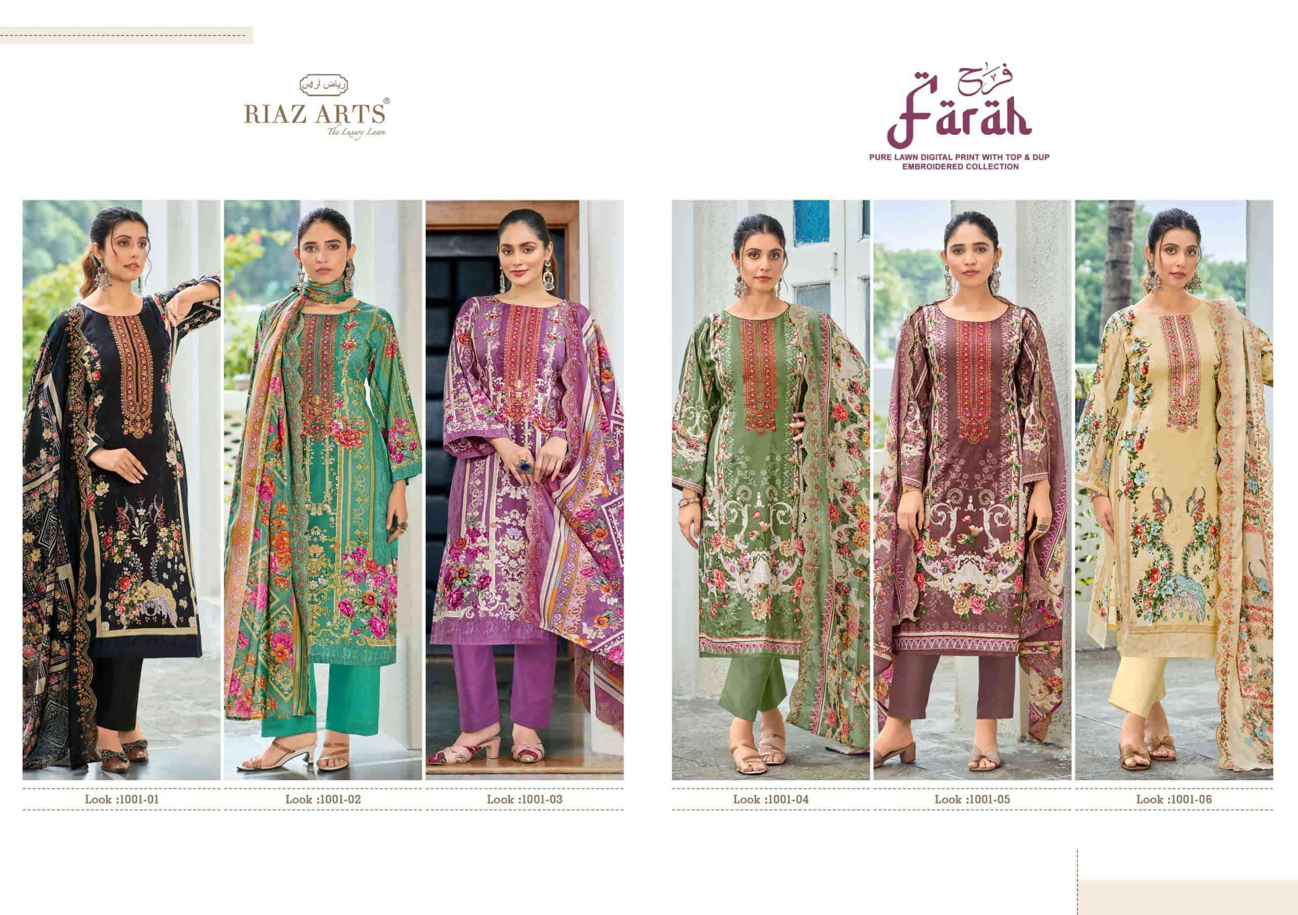 Riaz Arts Farah Exclusive Design Cotton Ladies Dress Material _ Wholesale Factory Rate ( 6 Pcs Catalog )