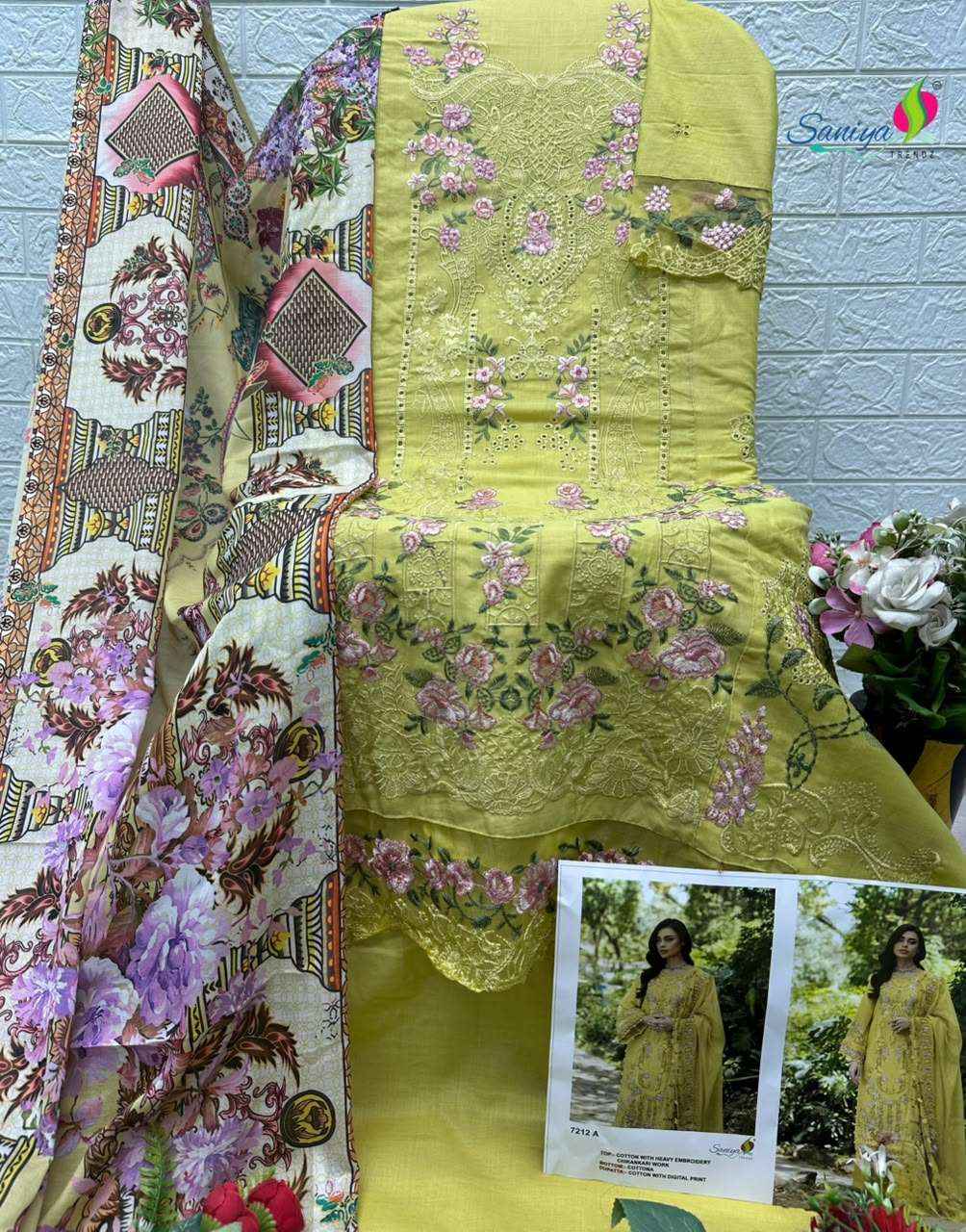 Saniya Trendz 7212 Abcd Exclusive Pakistani Dress Material _ Wholesale Factory Rate ( 4 Pcs Catalog )
