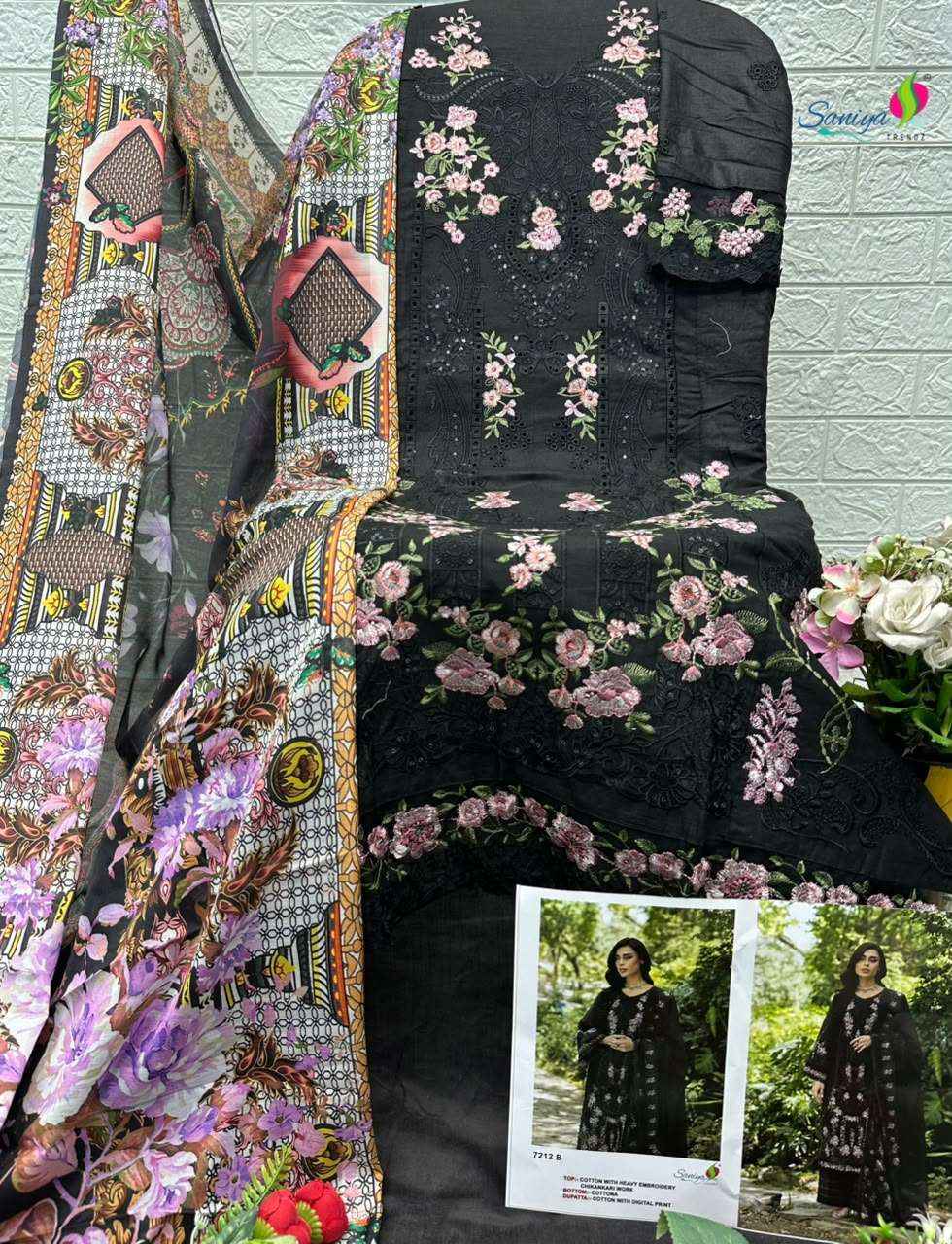 Saniya Trendz 7212 Abcd Exclusive Pakistani Dress Material _ Wholesale Factory Rate ( 4 Pcs Catalog )