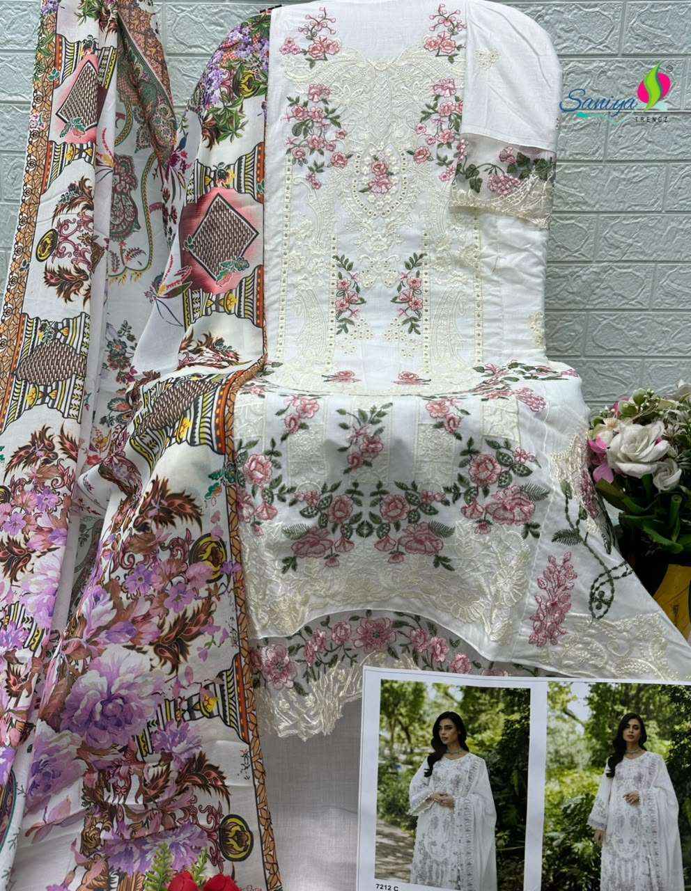 Saniya Trendz 7212 Abcd Exclusive Pakistani Dress Material _ Wholesale Factory Rate ( 4 Pcs Catalog )