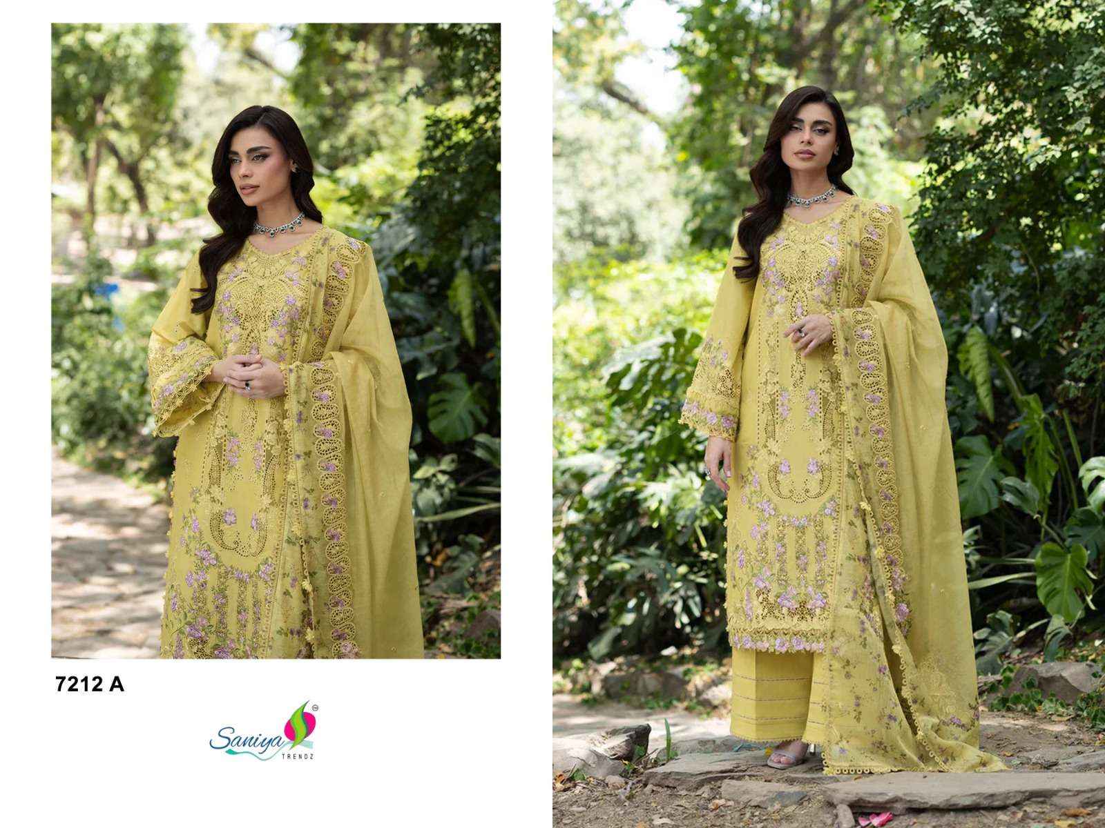Saniya Trendz 7212 Abcd Exclusive Pakistani Dress Material _ Wholesale Factory Rate ( 4 Pcs Catalog )