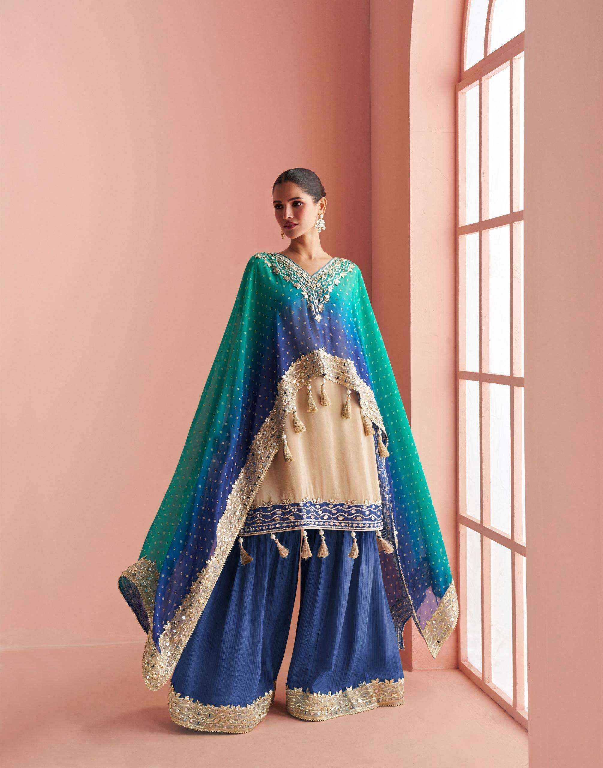 Sayuri Kaveri 10119 And 10120 Designer Poncho Style Sharara Dress  _ Wholesale Factory Rate ( 2 Pcs Catalog )
