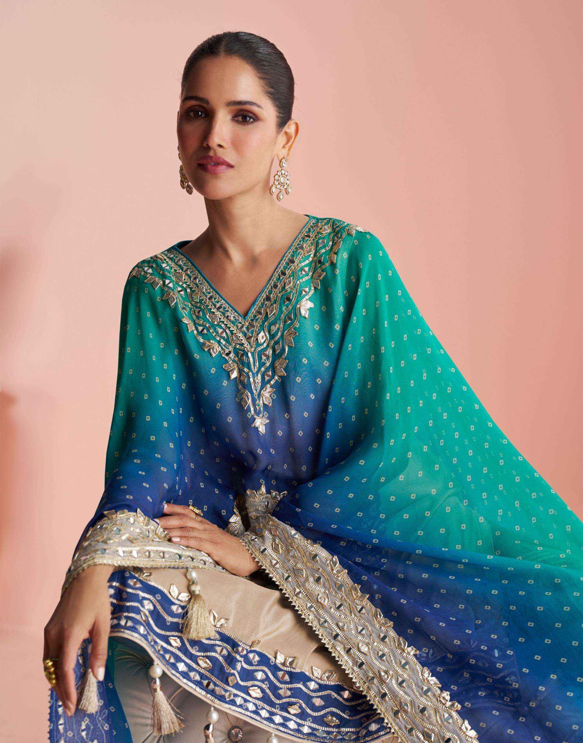 Sayuri Kaveri 10119 And 10120 Designer Poncho Style Sharara Dress  _ Wholesale Factory Rate ( 2 Pcs Catalog )