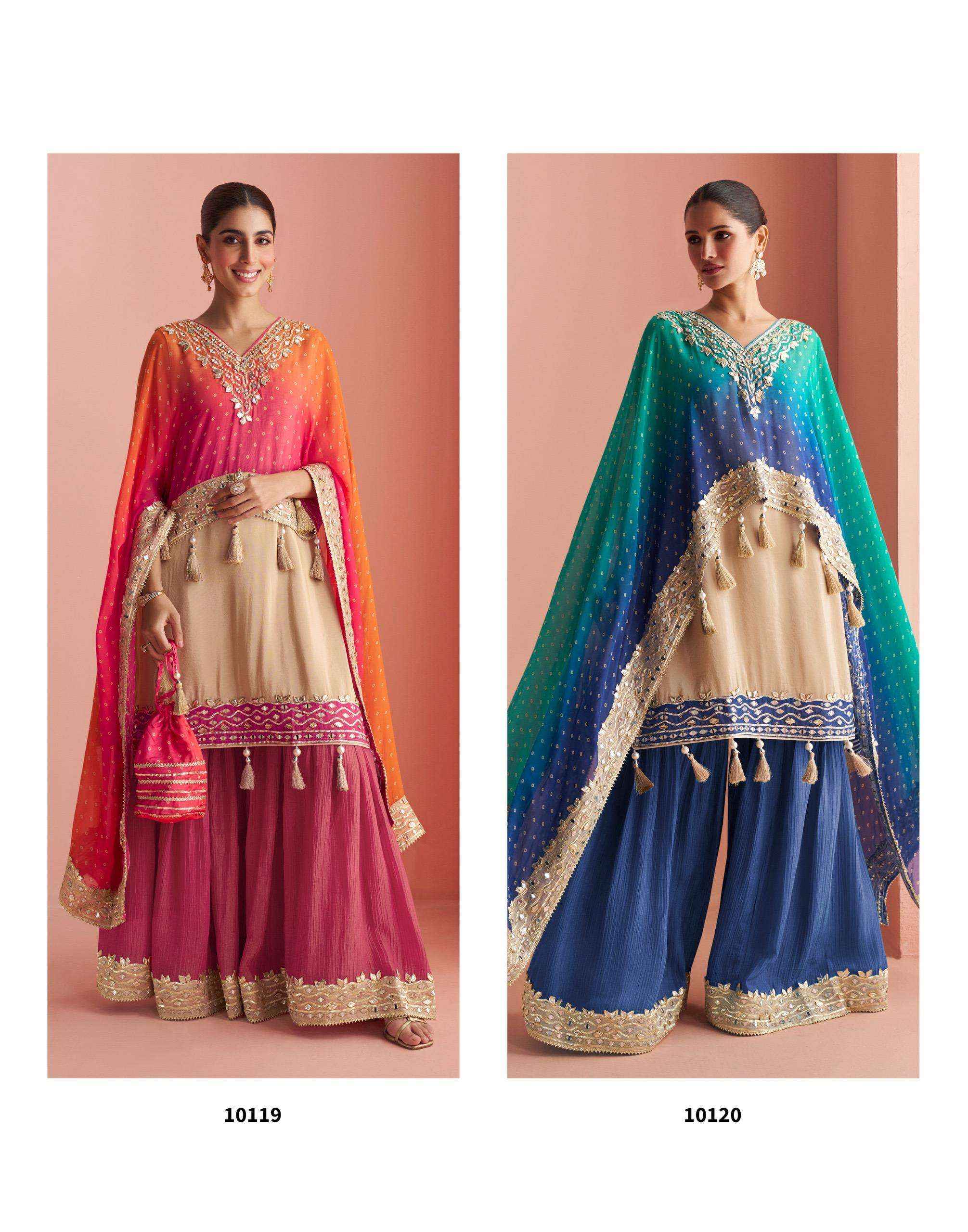 Sayuri Kaveri 10119 And 10120 Designer Poncho Style Sharara Dress  _ Wholesale Factory Rate ( 2 Pcs Catalog )