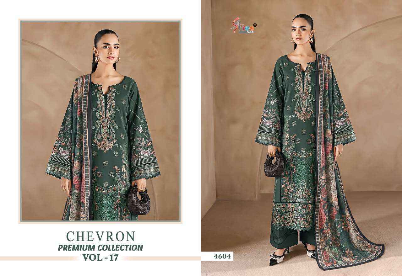 Shree Fabs Chevron Premium Vol 17 – 8 Pcs Embroidered Cotton Suit Catalog