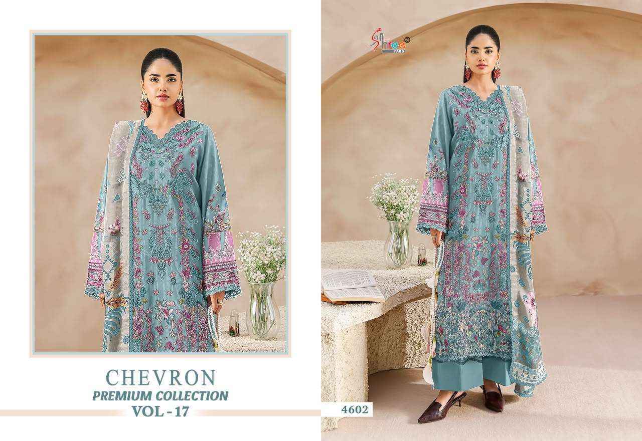 Shree Fabs Chevron Premium Vol 17 – 8 Pcs Embroidered Cotton Suit Catalog