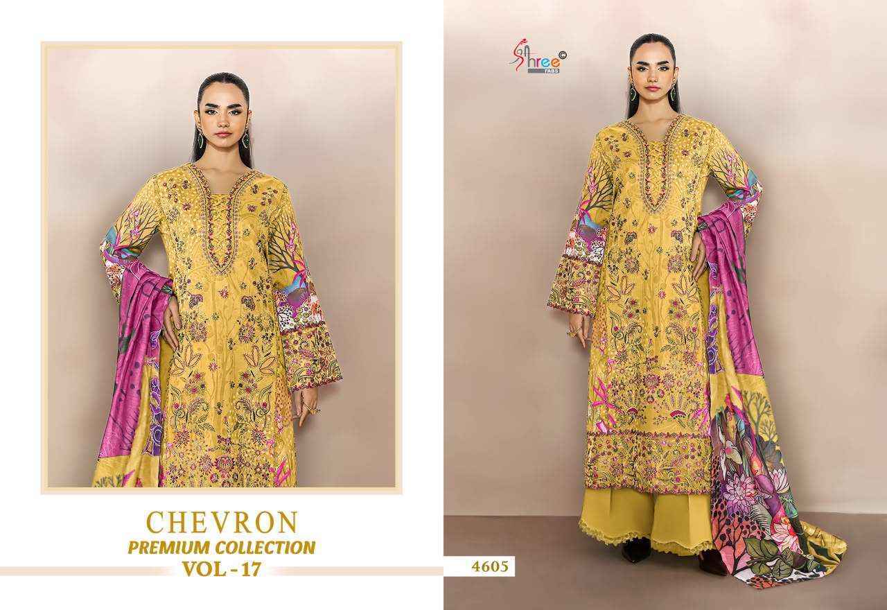Shree Fabs Chevron Premium Vol 17 – 8 Pcs Embroidered Cotton Suit Catalog