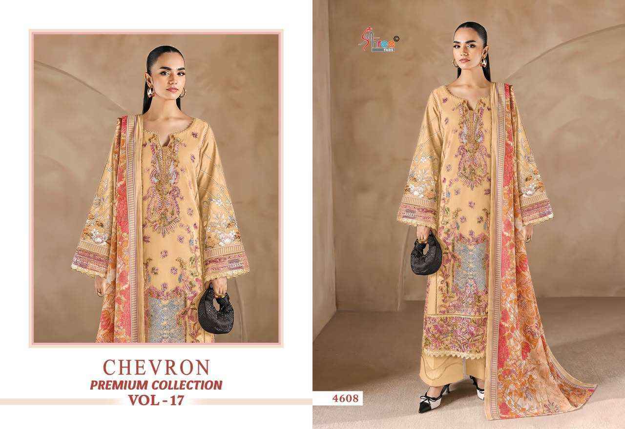 Shree Fabs Chevron Premium Vol 17 – 8 Pcs Embroidered Cotton Suit Catalog