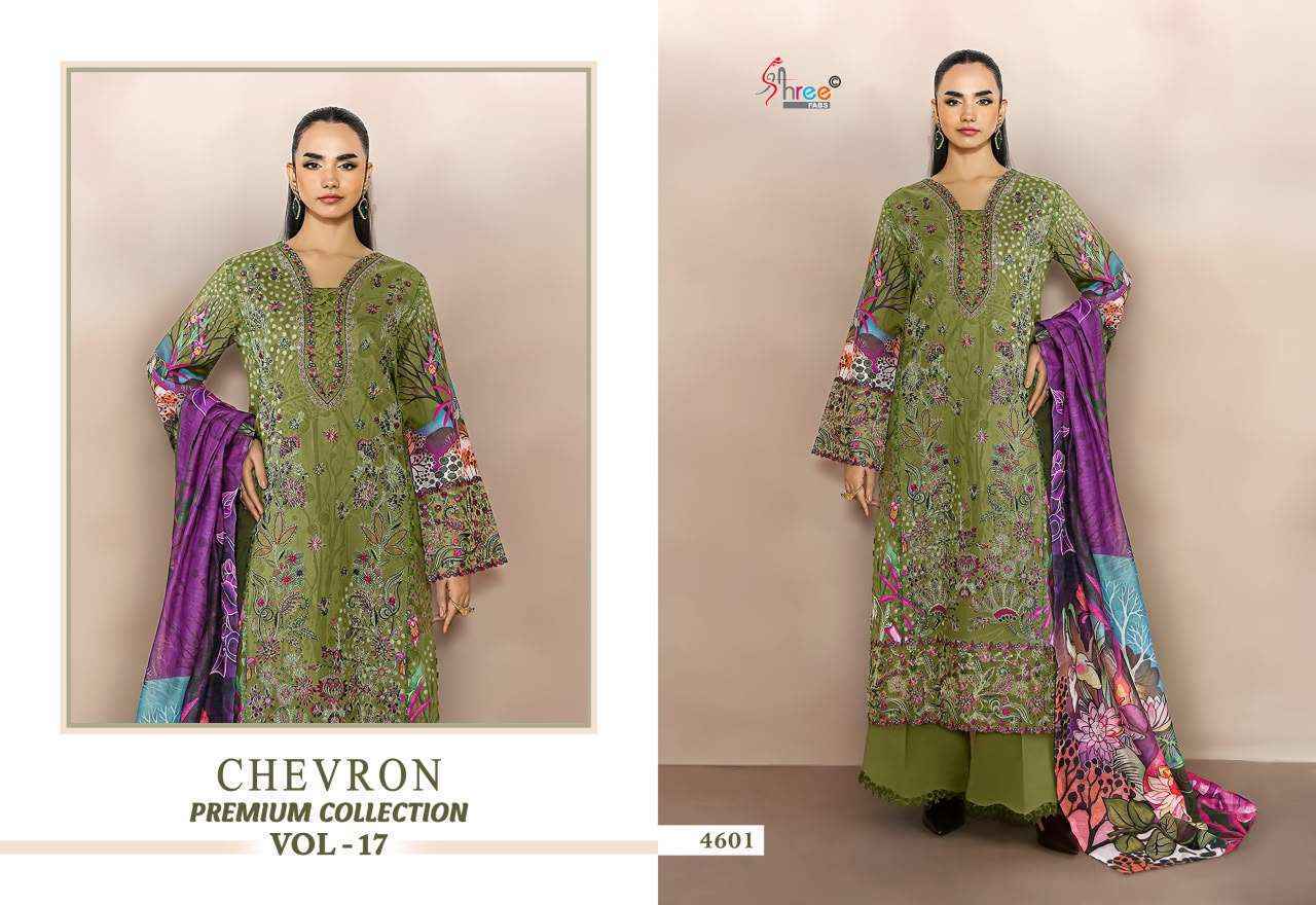 Shree Fabs Chevron Premium Vol 17 – 8 Pcs Embroidered Cotton Suit Catalog