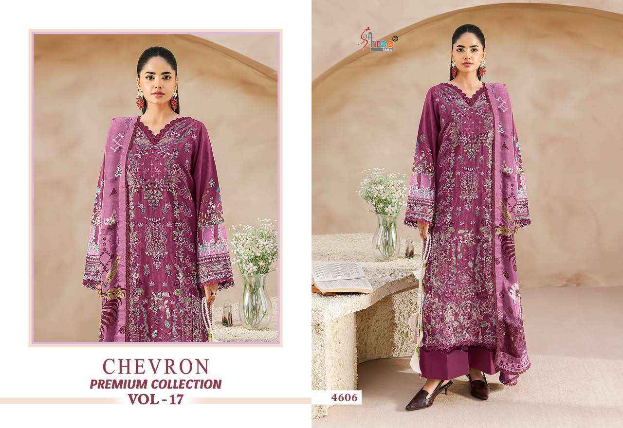 Shree Fabs Chevron Premium Vol 17 – 8 Pcs Embroidered Cotton Suit Catalog
