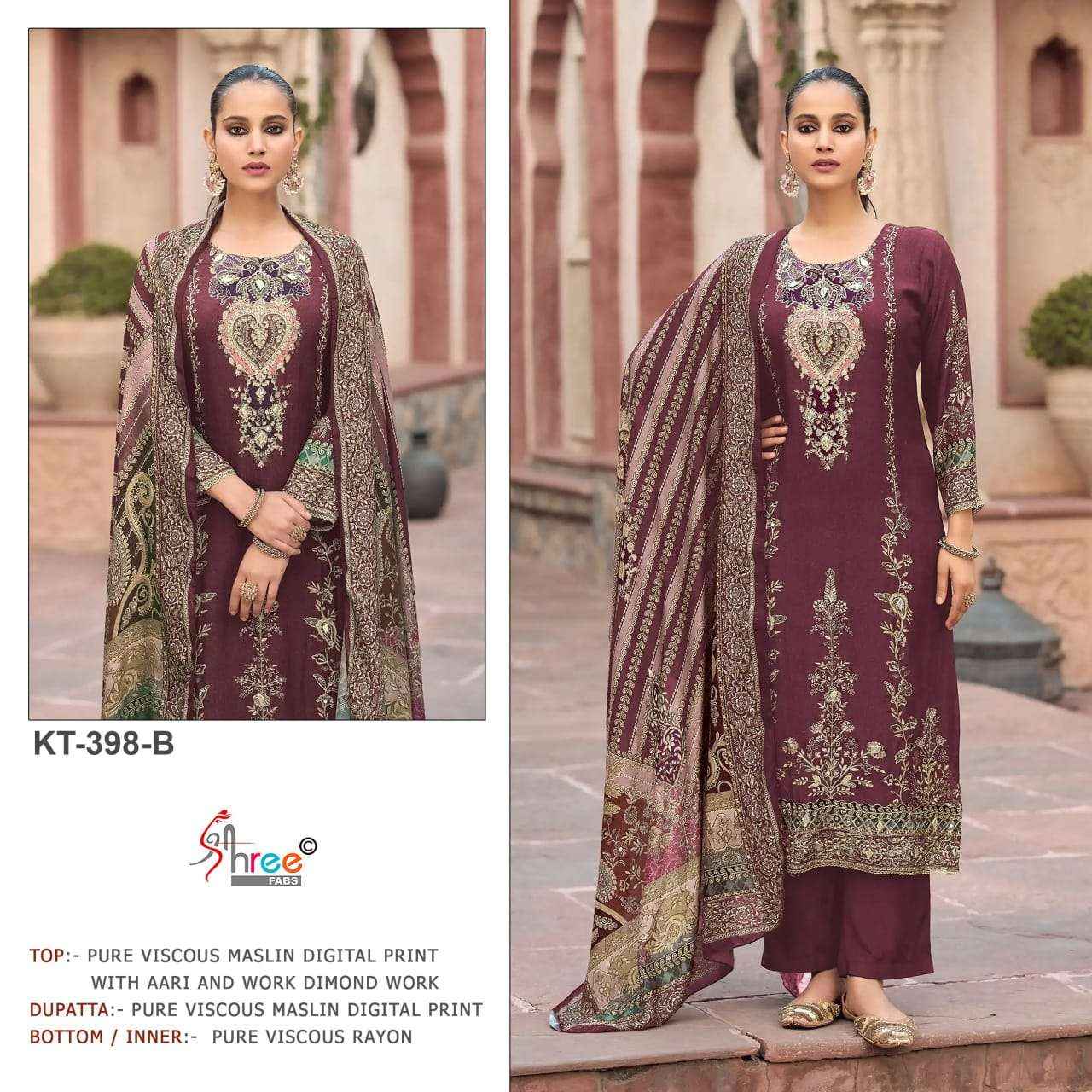 Shree Fabs Kt 398 Abcd Designer Muslin Pakistani Suit Wholesale Price ( 4 Pcs Catalog )