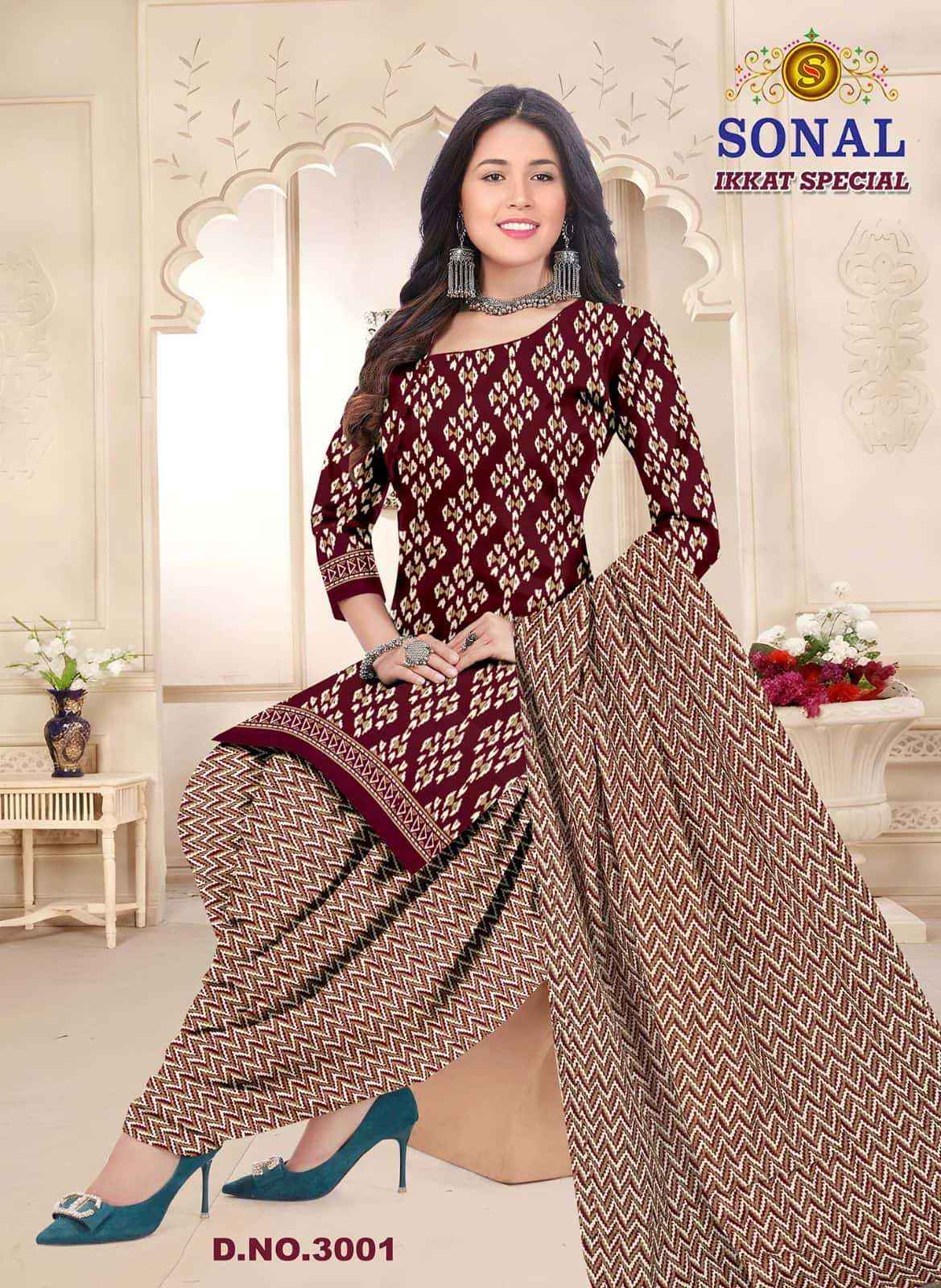 Sonal Textile Ikkat Special Vol 3 Pure Cotton Printed Dress _ Wholesale Factory ( 10 Pcs Catalog )