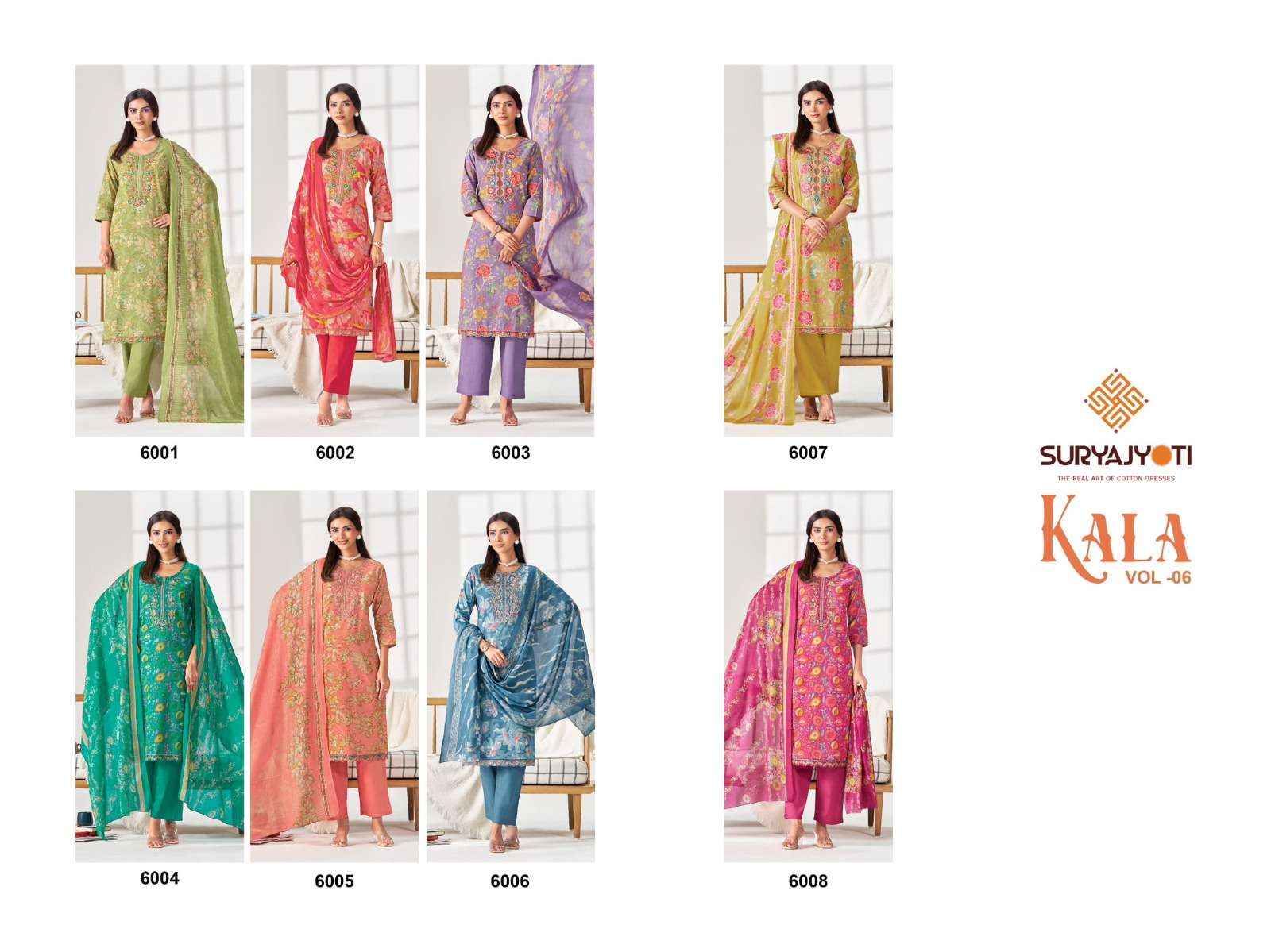Suryajyoti Kala Vol 6 Pure Cotton Readymade 3 Pec Set _ Wholesale Factory Rate ( 8 Pcs Catalog )