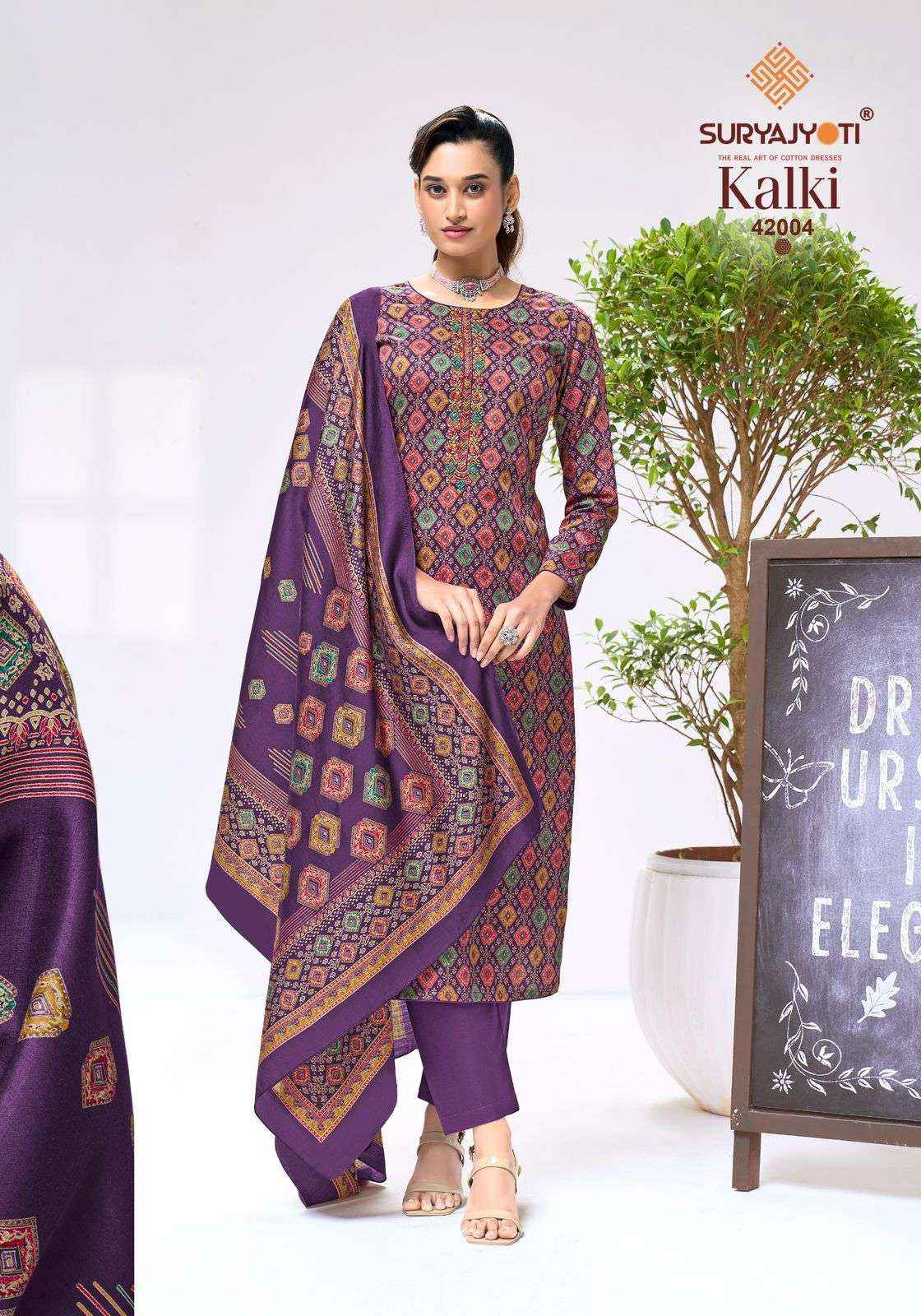Suryajyoti Kalki Vol 42 Fancy Jam Satin Dress Material _ Wholesale Factory Rate ( 8 Pcs Catalog )