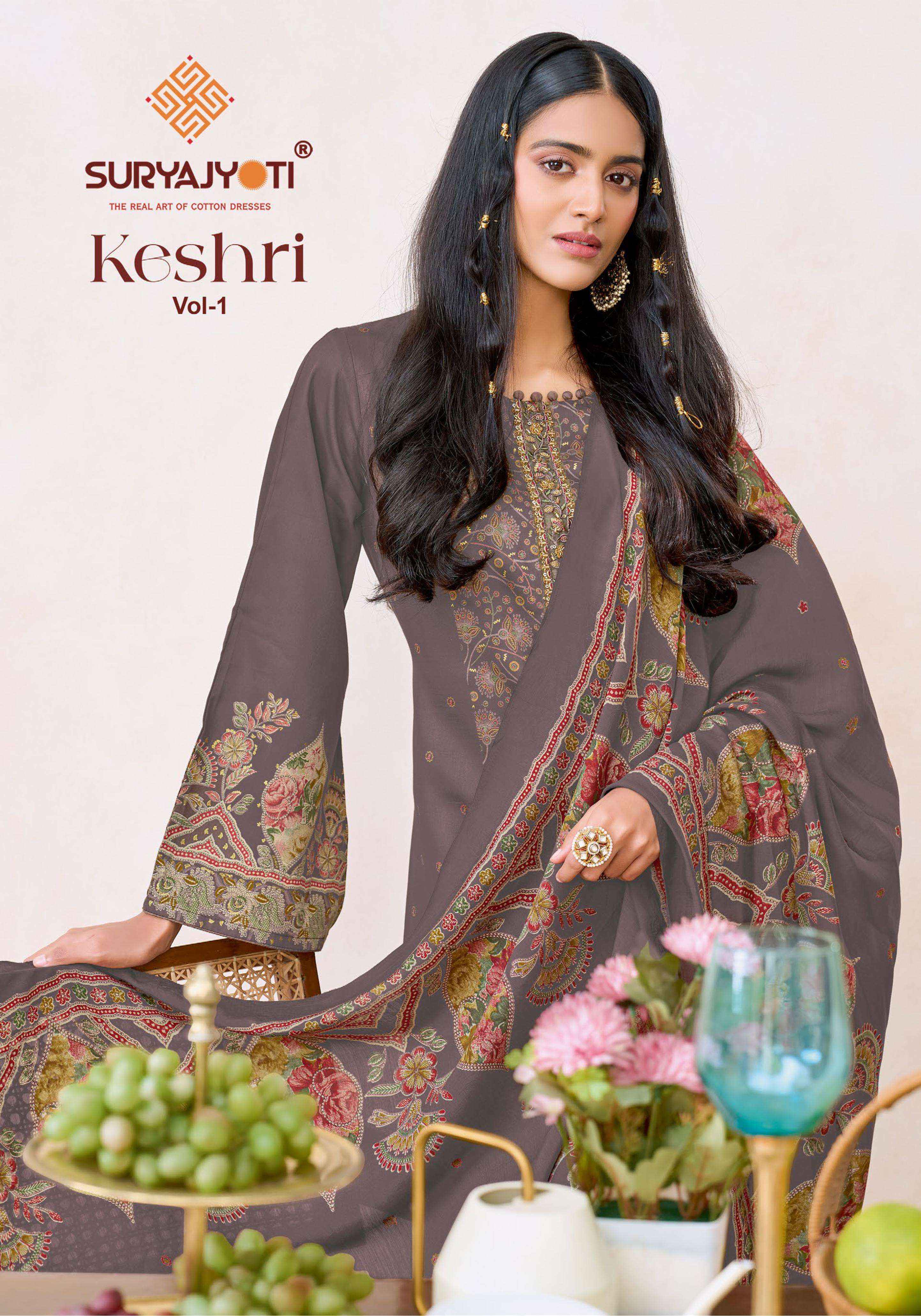 Suryajyoti Keshri Vol 1 Jam Satin Dress Material | Surat Textile Market ( 6 pcs Catalogue )