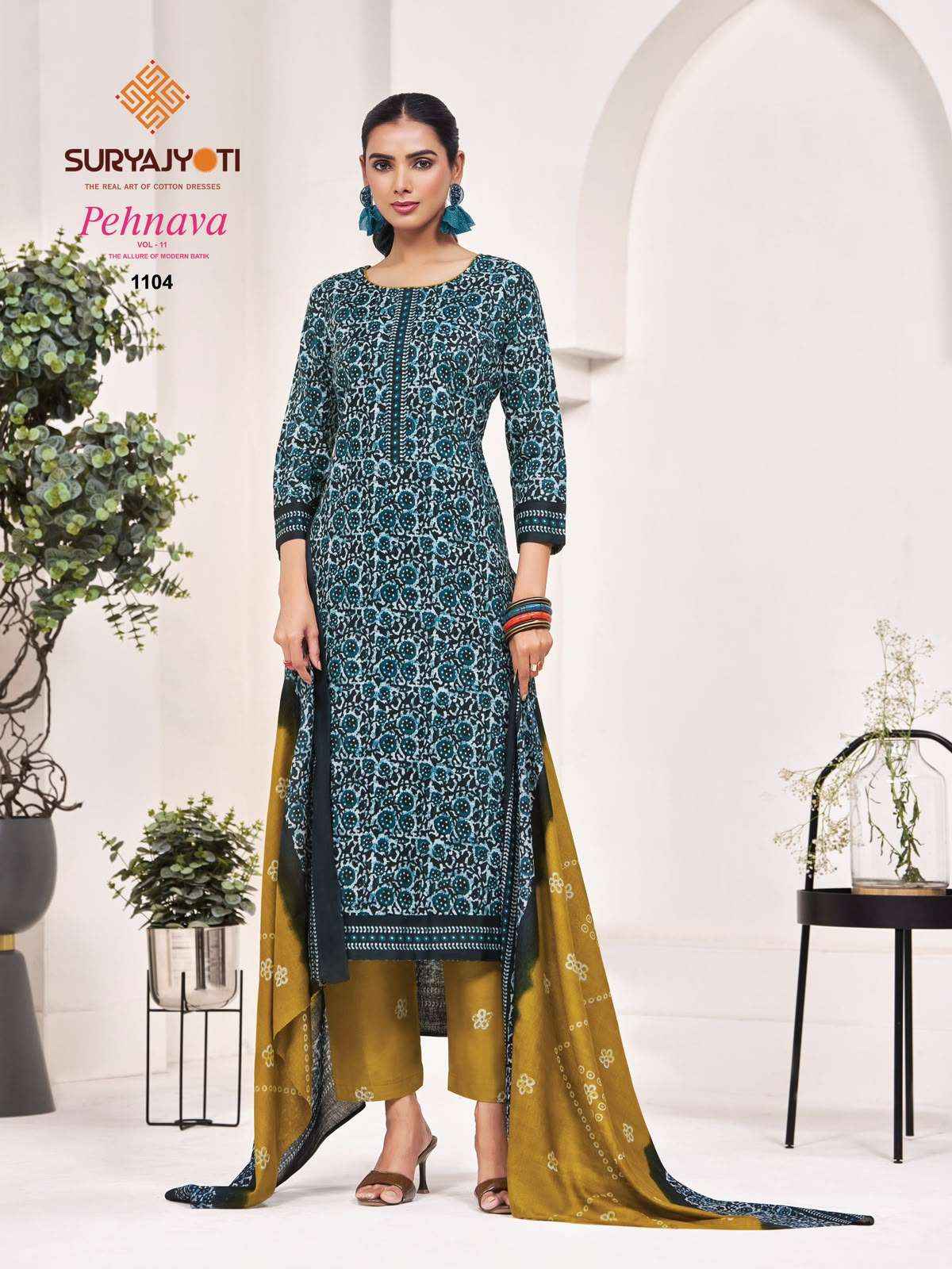 Suryajyoti Pehnava Vol 11 Fully Stitched Batik Dress 3 Pcs Catalog Set _ Wholesale Factory Rate ( 10 Pcs Catalog )