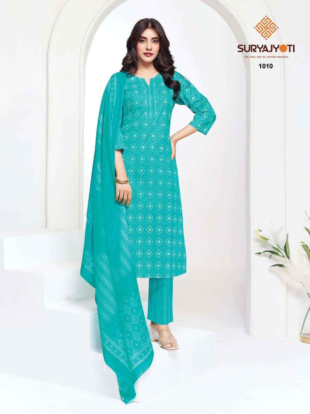 Suryajyoti Piyora Cotton Pure Lawn Ladies Dress Material, Surat Textile Wholesale ( 8 Pcs Catalogue )