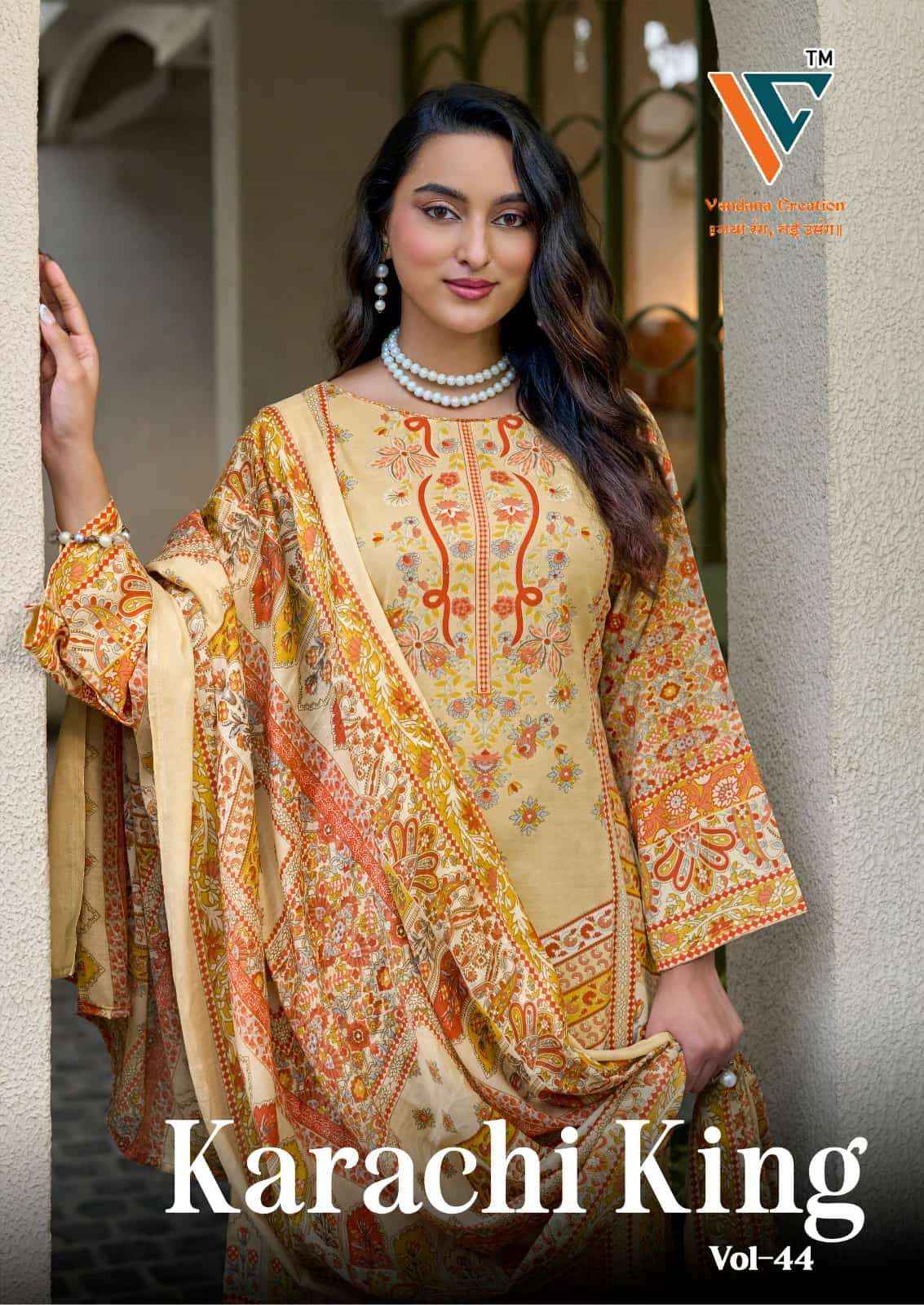 Vandana Fashion Karachi King Vol 44 Cotton Printed Dress Material _ Wholesale Factory Rate ( 8 Pcs Catalog )