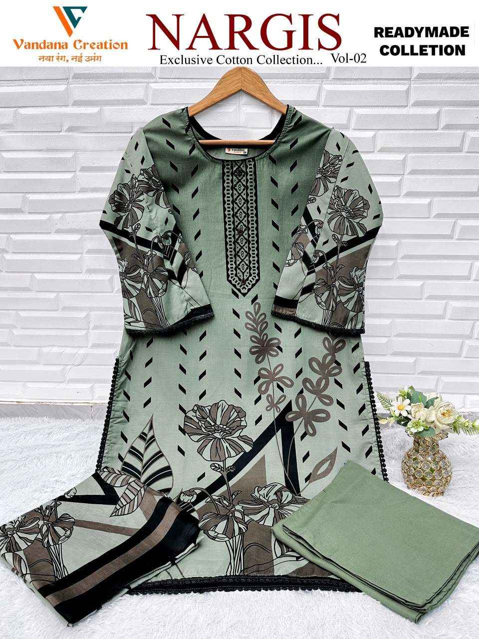 Vandana Fashion Nargis Vol 2 Readymade Karachi Cotton 3 Pec Dress Wholesale Price ( 8 Pcs Catalog )