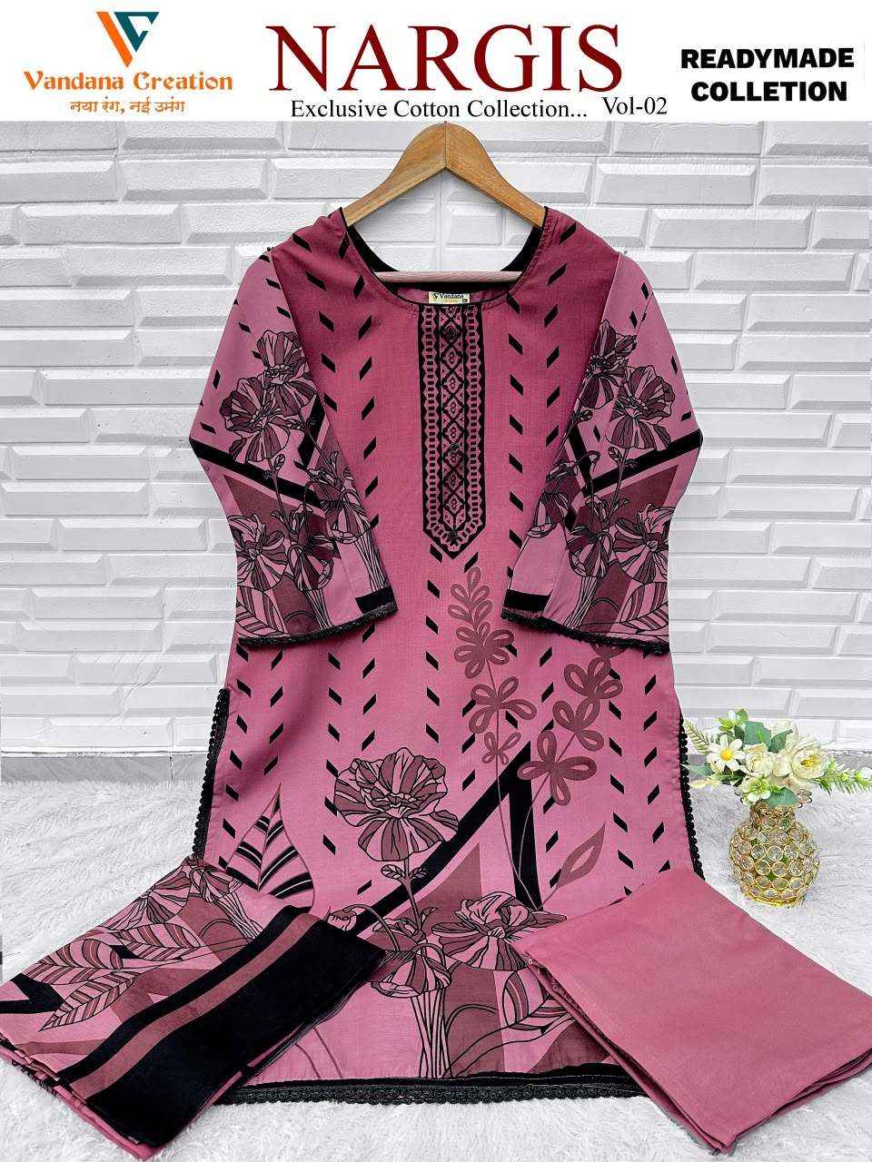 Vandana Fashion Nargis Vol 2 Readymade Karachi Cotton 3 Pec Dress Wholesale Price ( 8 Pcs Catalog )