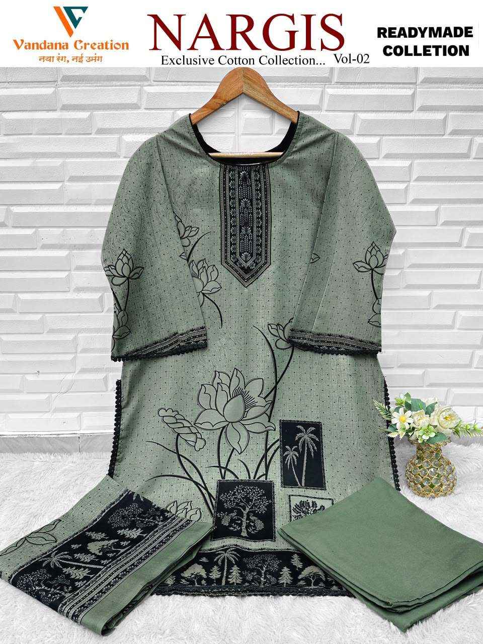 Vandana Fashion Nargis Vol 2 Readymade Karachi Cotton 3 Pec Dress Wholesale Price ( 8 Pcs Catalog )