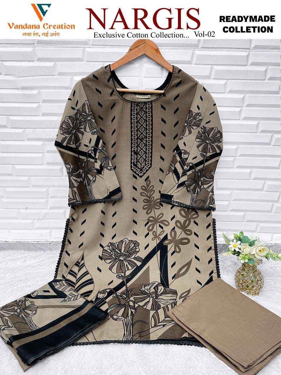 Vandana Fashion Nargis Vol 2 Readymade Karachi Cotton 3 Pec Dress Wholesale Price ( 8 Pcs Catalog )