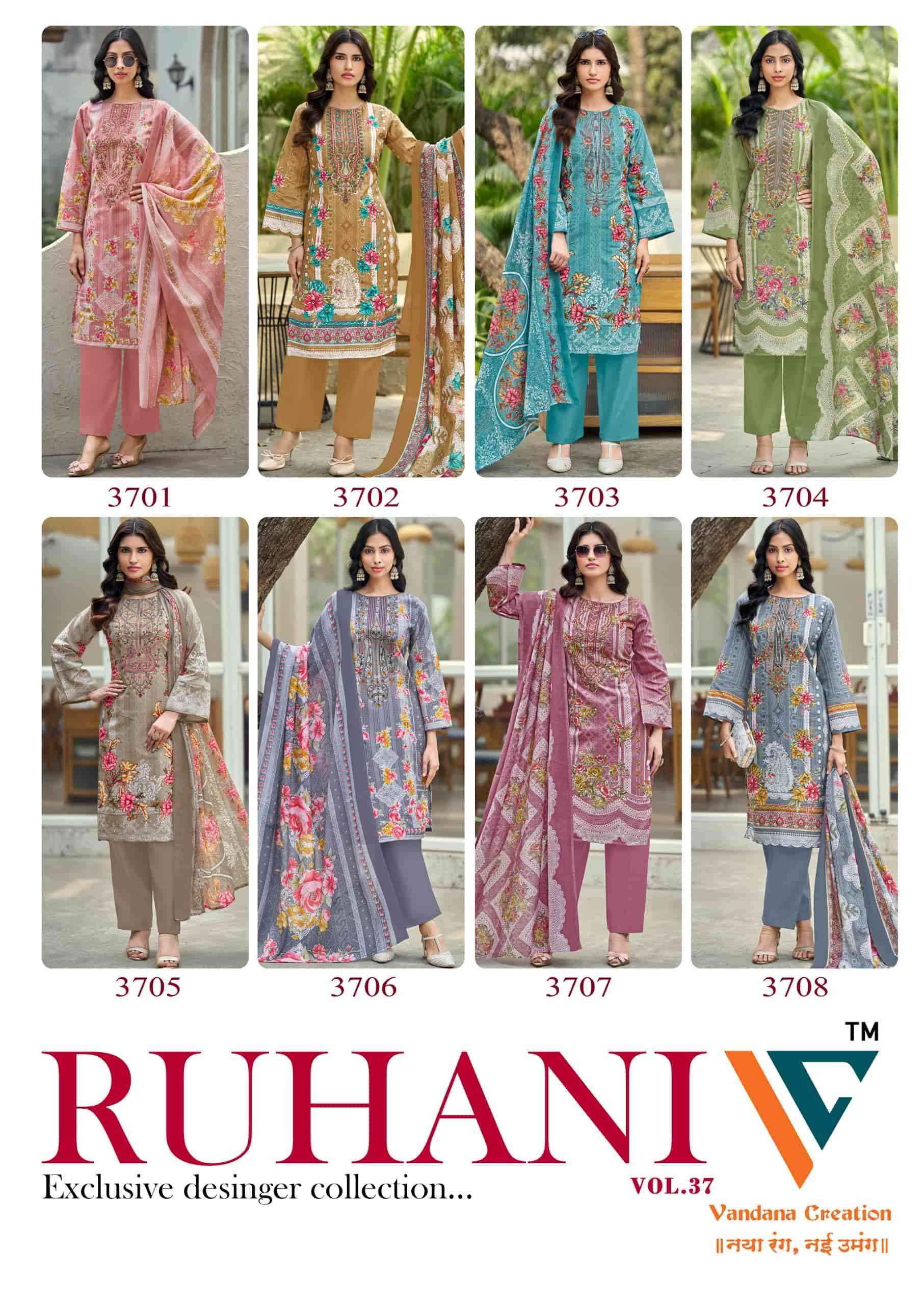 Vandana Fashion Ruhani Vol 37 Fancy Cotton Dress Material _ Wholesale Factory Rate ( 8 Pcs Catalog )