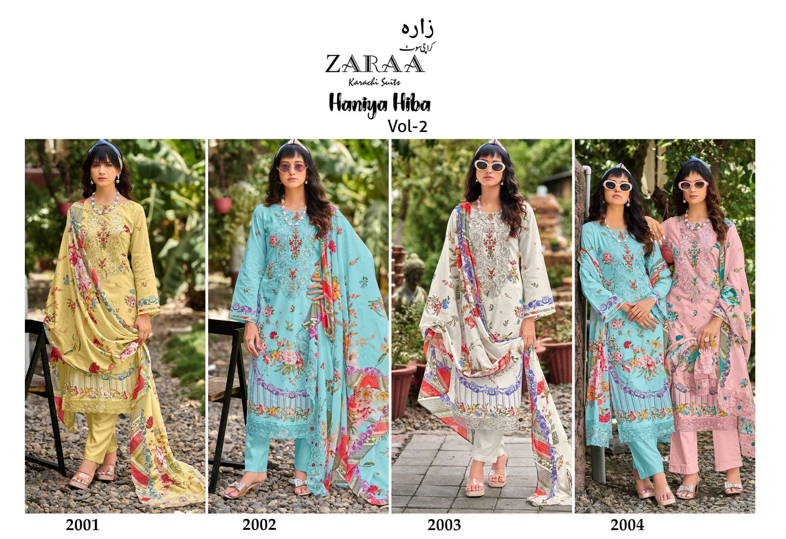 Zaraa Bushra Haniya Hiba Vol 2 Camric Dress Material - Wholesale Textile Market ( 4 pcs Catalogue )