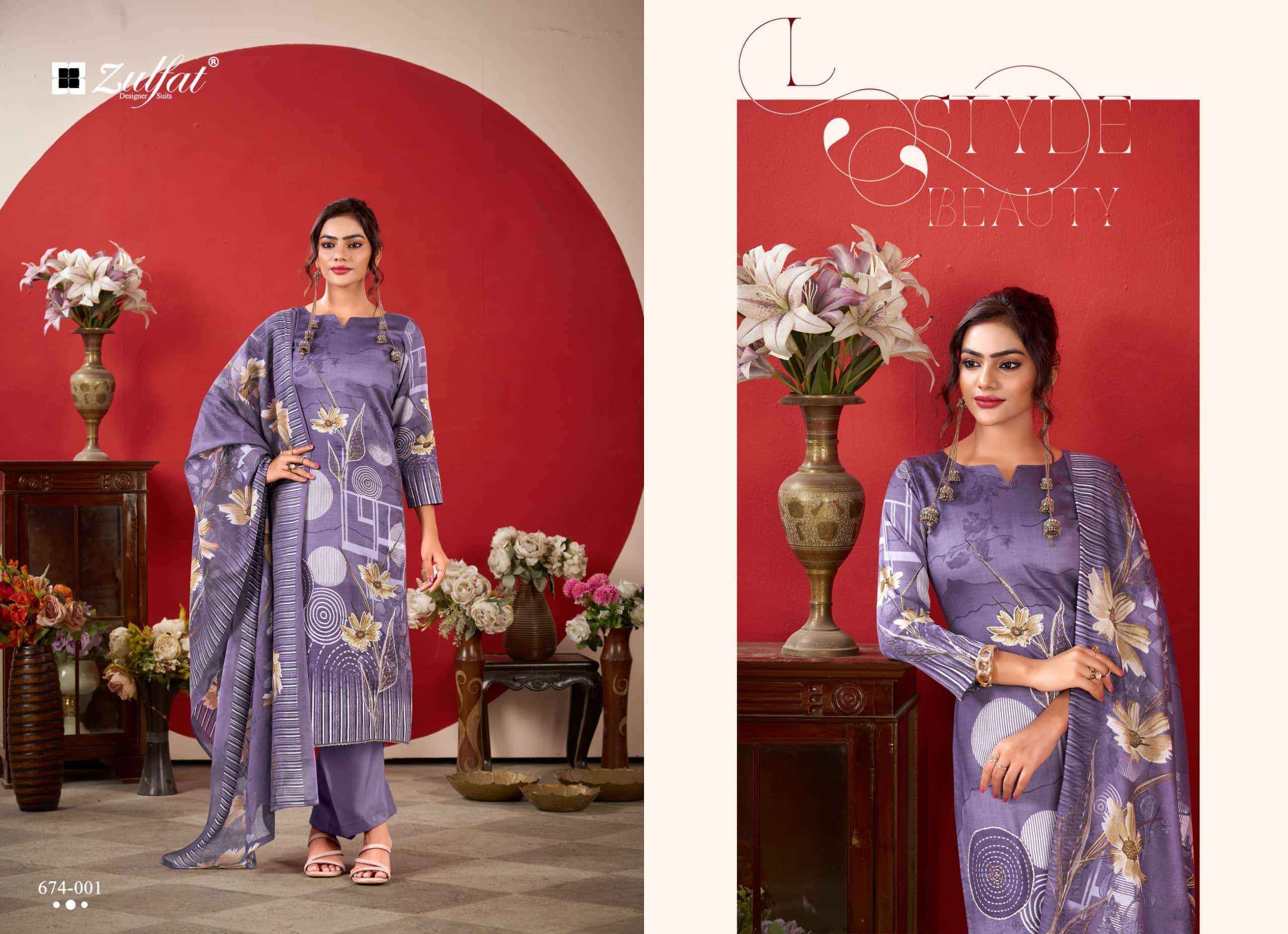 Zulfat Roshni Vol 2 Pure Jam Cotton Dress Material _ Wholesale Factory Rate ( 4 Pcs Catalog )
