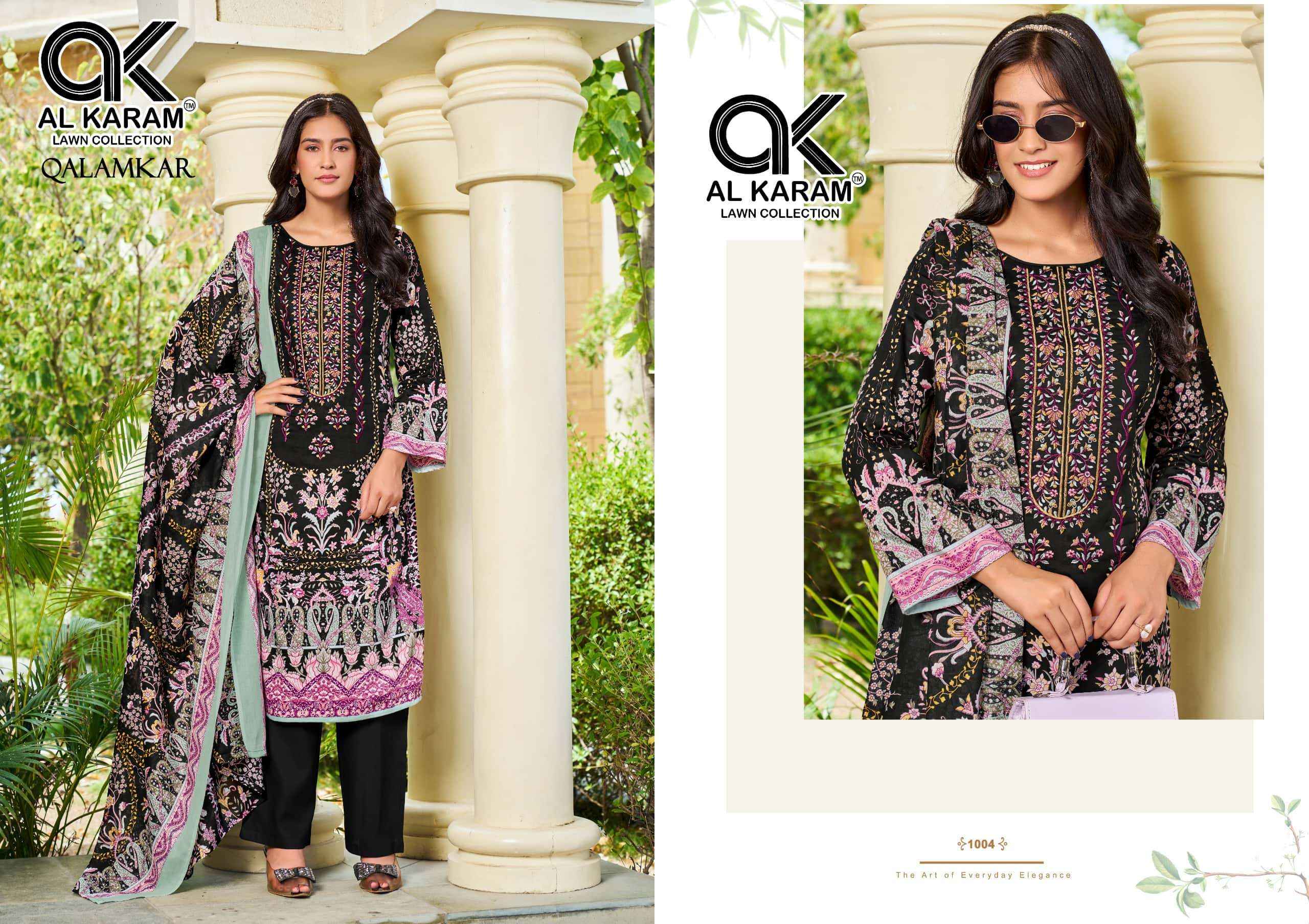 Al Karam Qalamkar Pure Lawn Cotton Dress Material 6Pcs Catalog