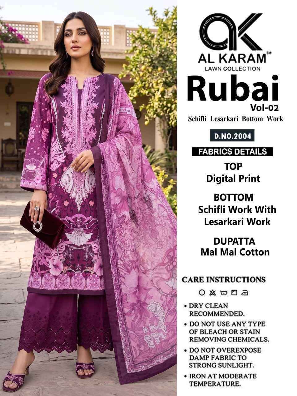 Al Karam Rubai Vol 2 Cotton Dress Material 6 pcs Catalog