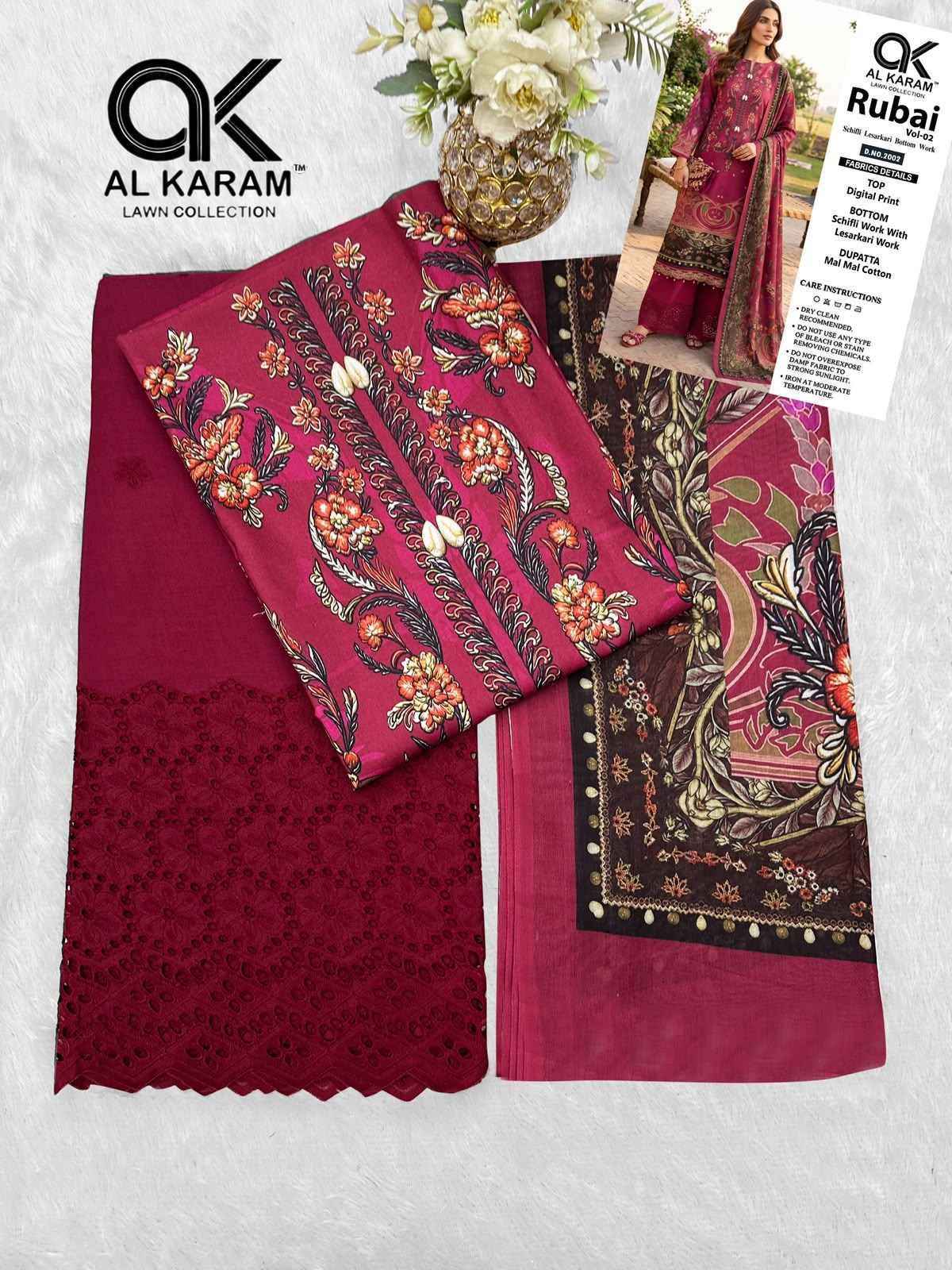 Al Karam Rubai Vol 2 Cotton Dress Material 6 pcs Catalog