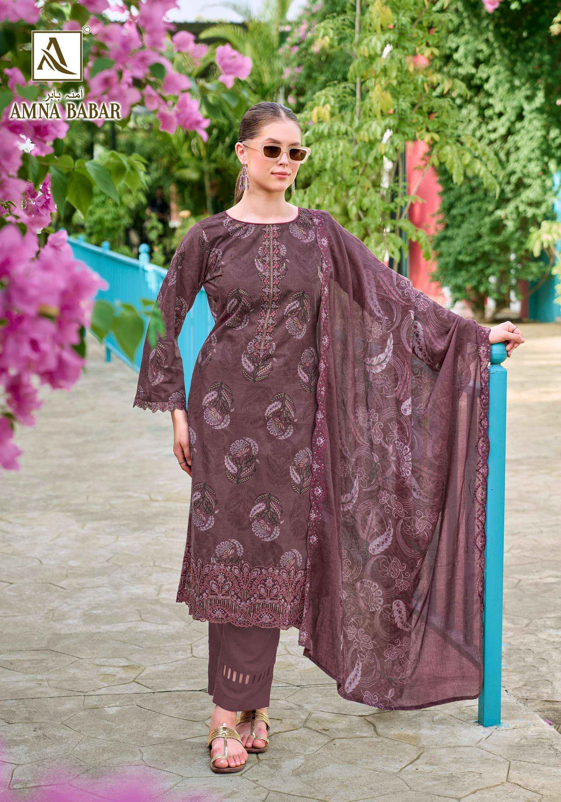 Alok Amna Babar Cambric Cotton Dress Material _ Wholesale Factory Rate ( 6 Pcs Catalog )