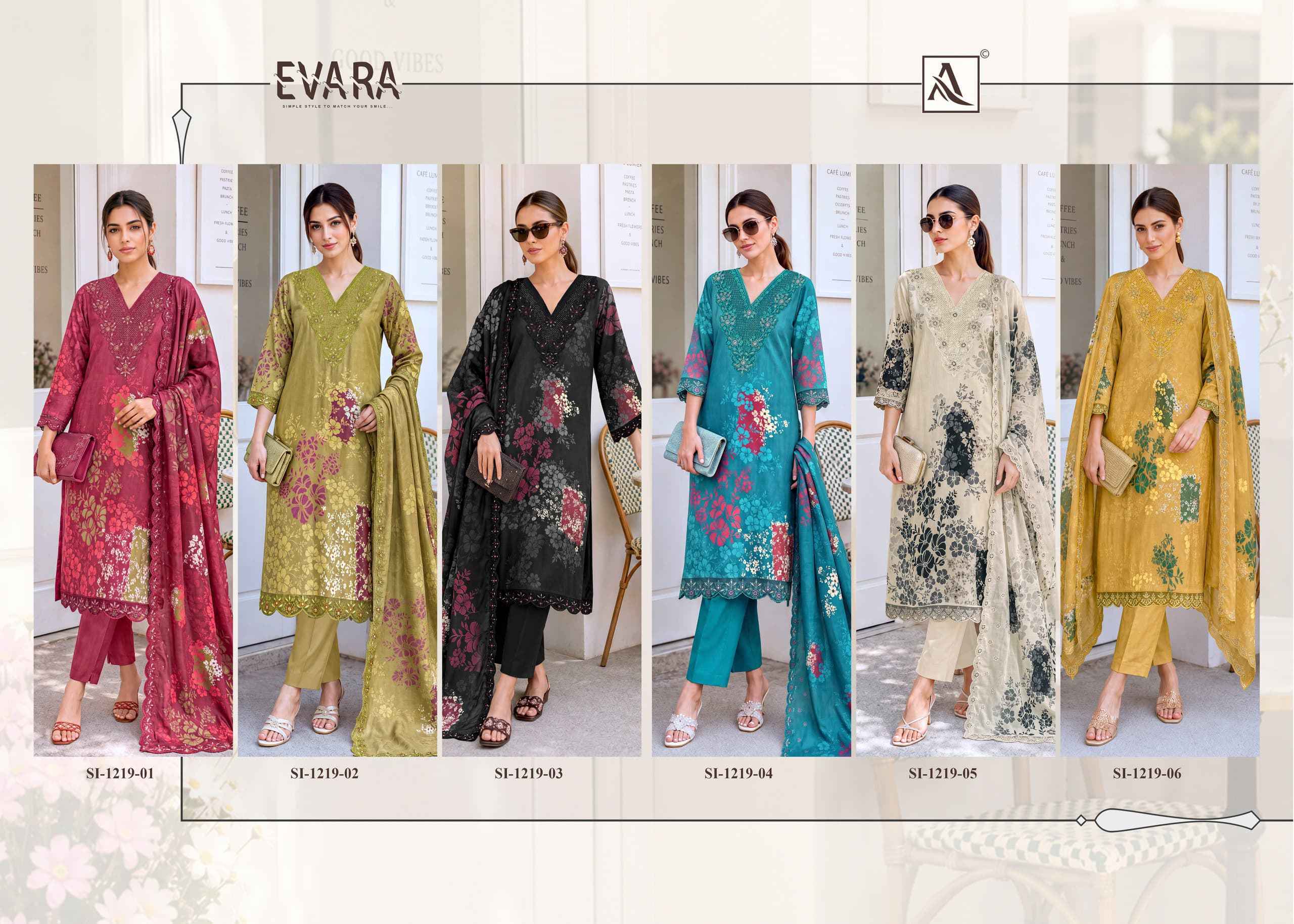 Alok Evara Viscose Maslin Dress Material 6 pcs Catalogue