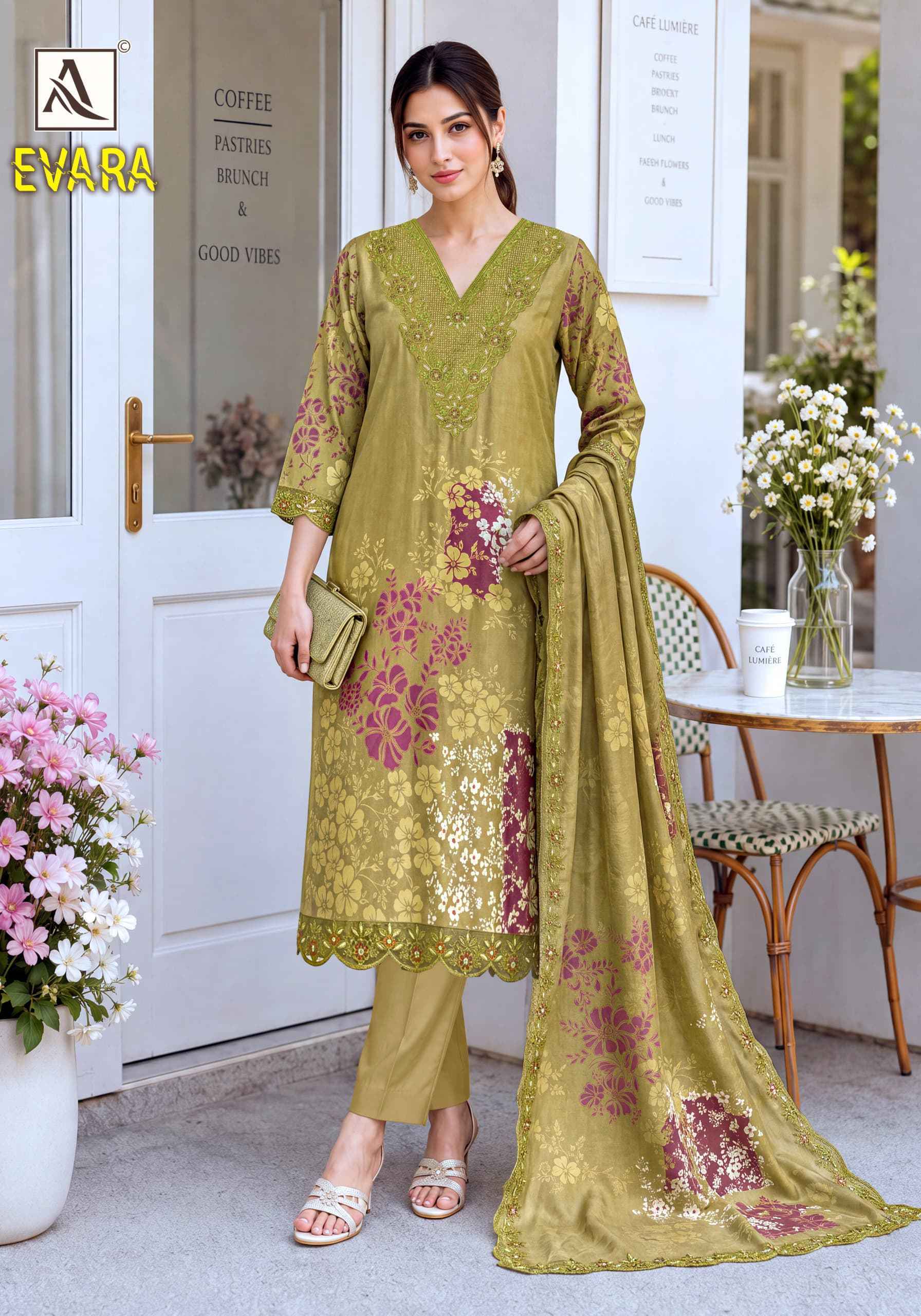 Alok Evara Viscose Maslin Dress Material 6 pcs Catalogue