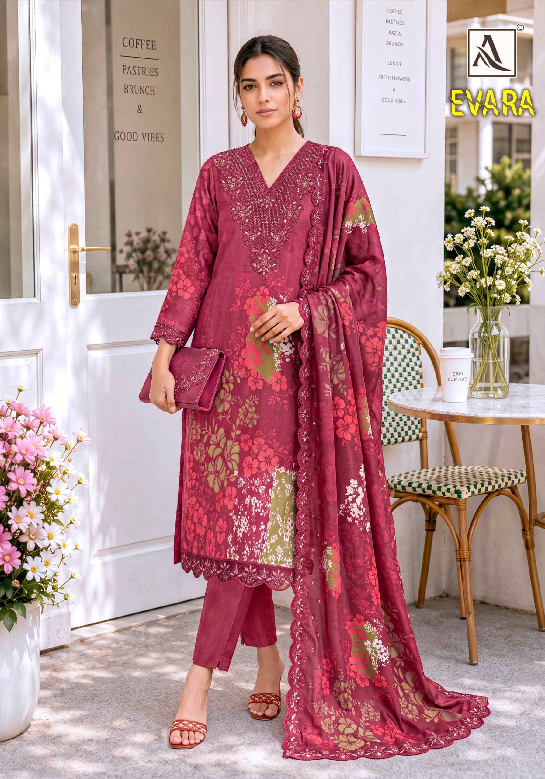 Alok Evara Viscose Maslin Dress Material 6 pcs Catalogue