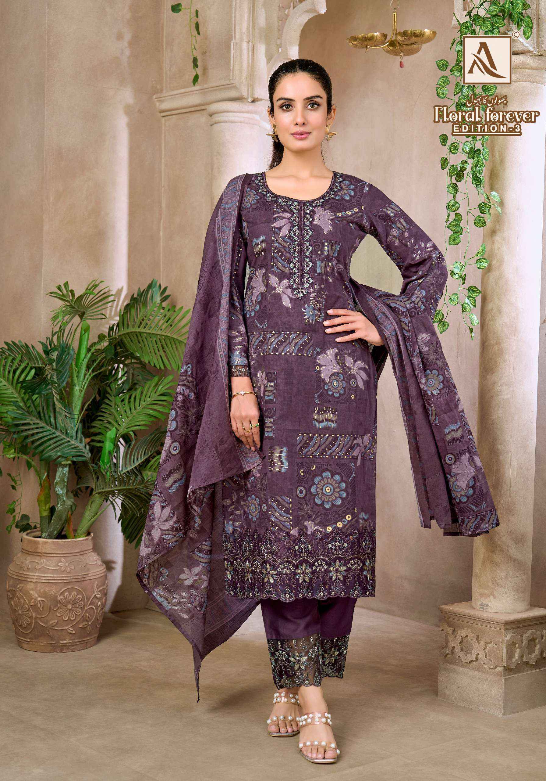 Alok Floral Forever Edition 3 Cambric Cotton Dress Material 6 pcs Catalogue