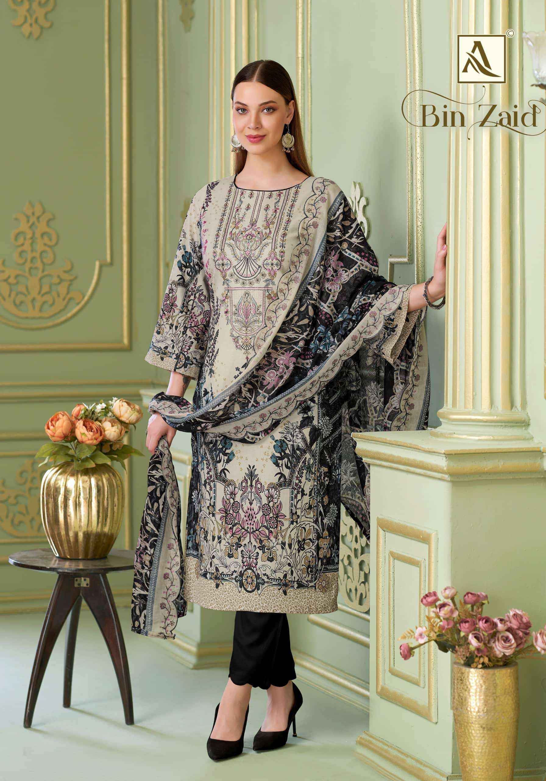 Alok Suit Bin Zaid Premium Cotton Dress Material 8 Pcs Catalog 