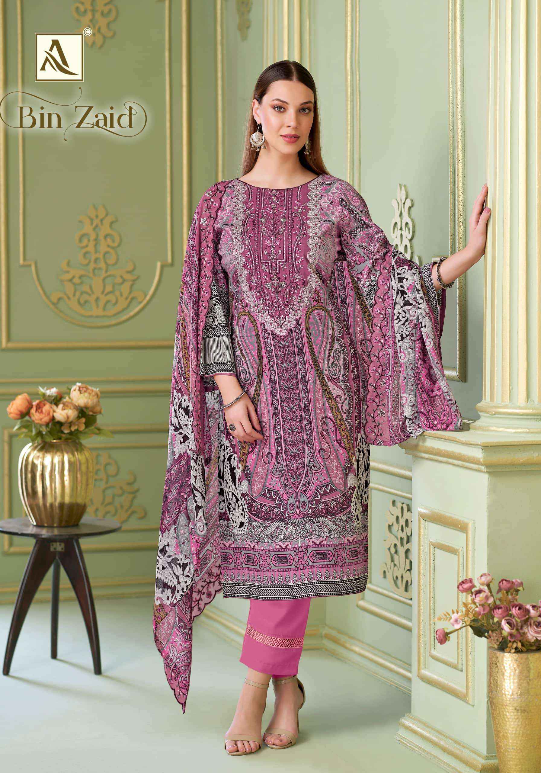 Alok Suit Bin Zaid Premium Cotton Dress Material 8 Pcs Catalog 