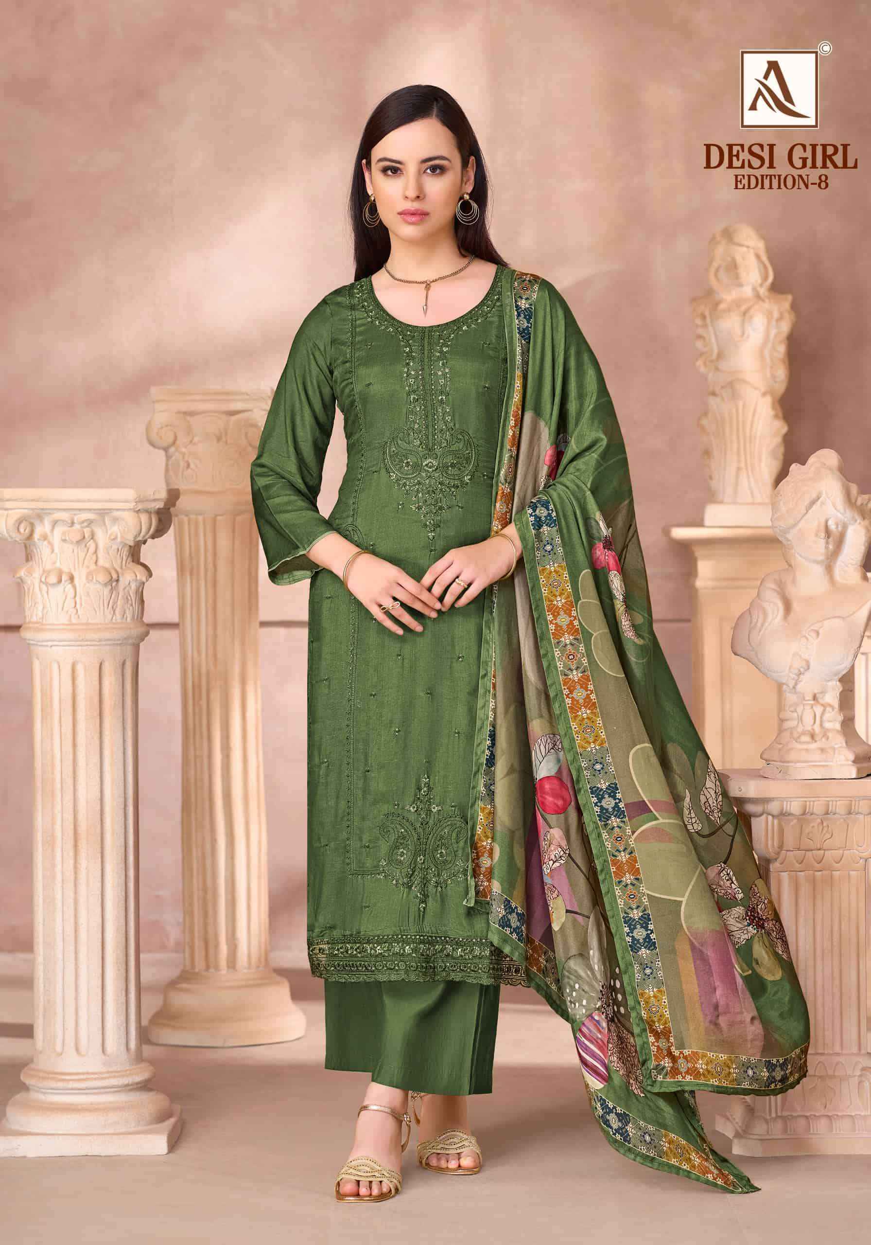Alok Suit Desi Girl Edition 8 Muslin Dress Material 6 Pcs Catalogue