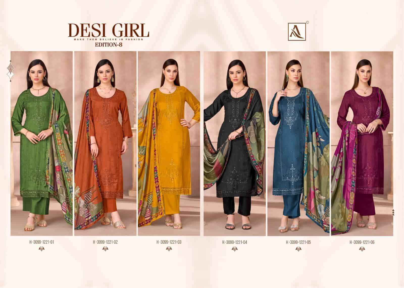Alok Suit Desi Girl Edition 8 Muslin Dress Material 6 Pcs Catalogue