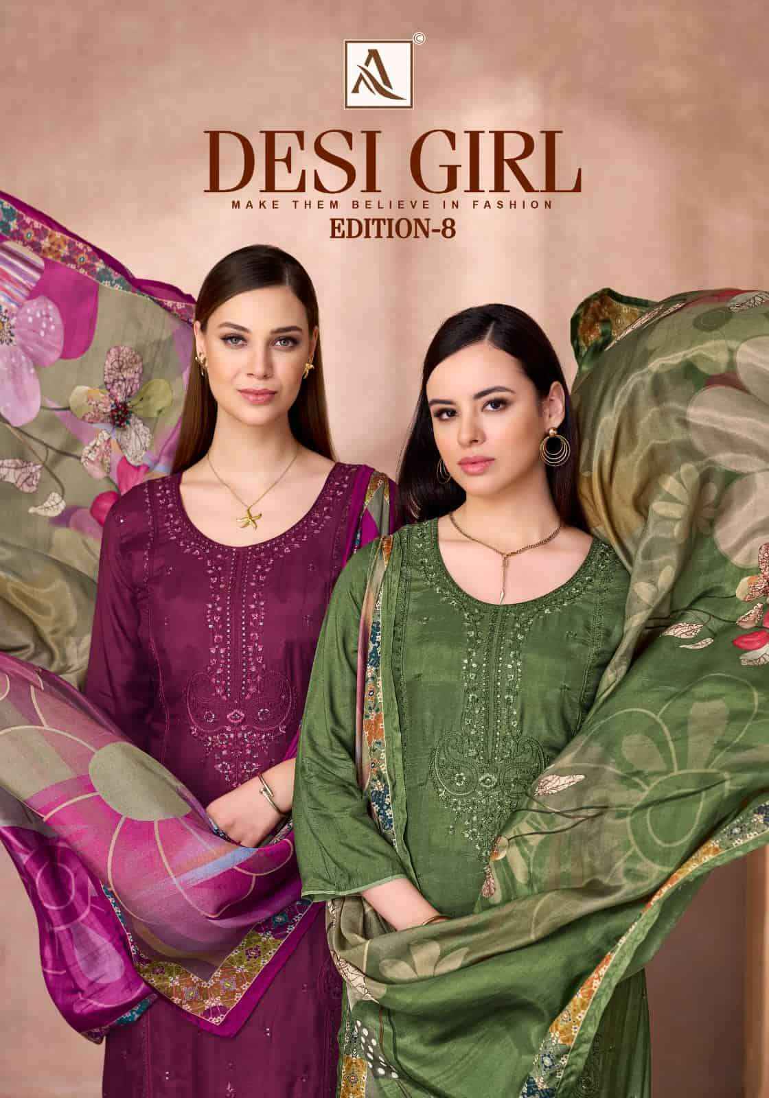 Alok Suit Desi Girl Edition 8 Muslin Dress Material 6 Pcs Catalogue
