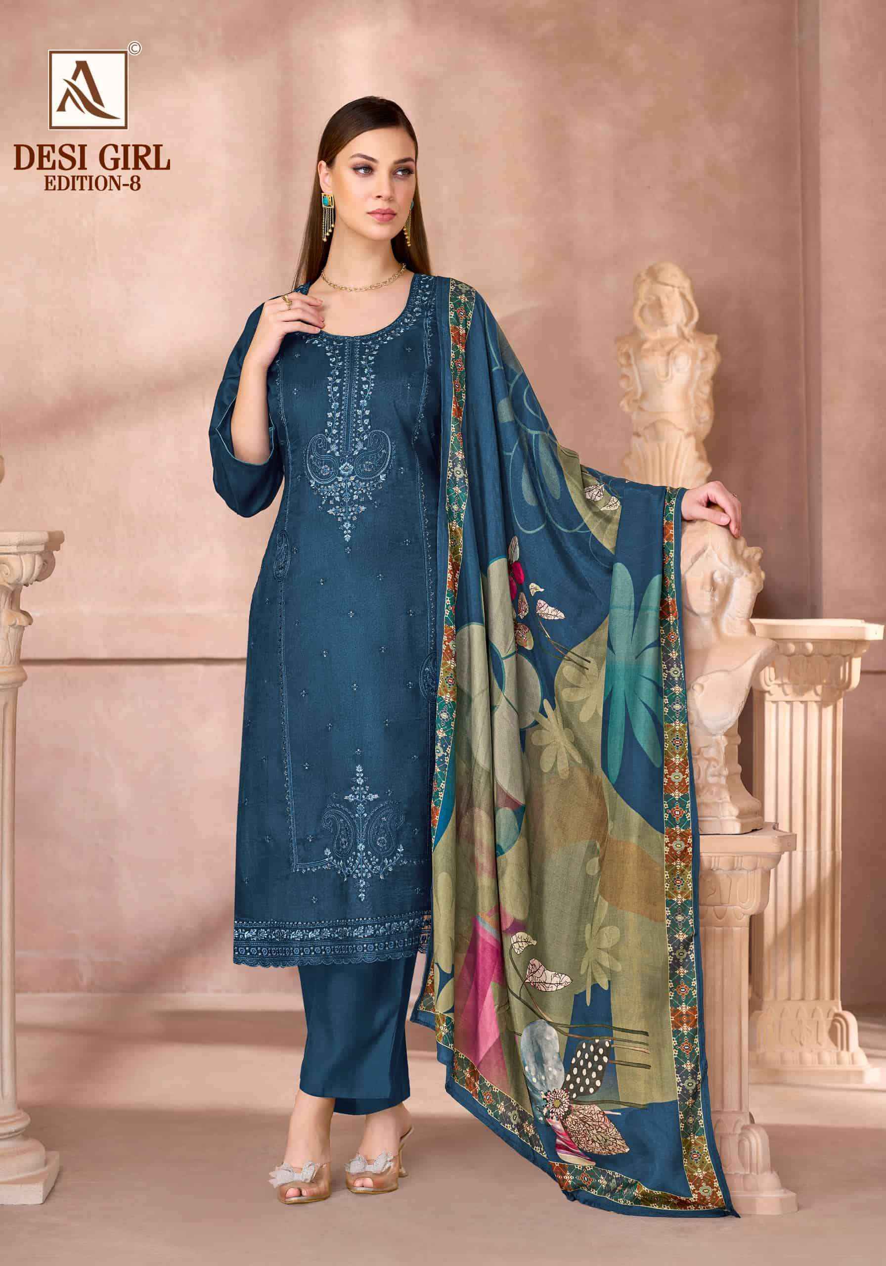 Alok Suit Desi Girl Edition 8 Muslin Dress Material 6 Pcs Catalogue