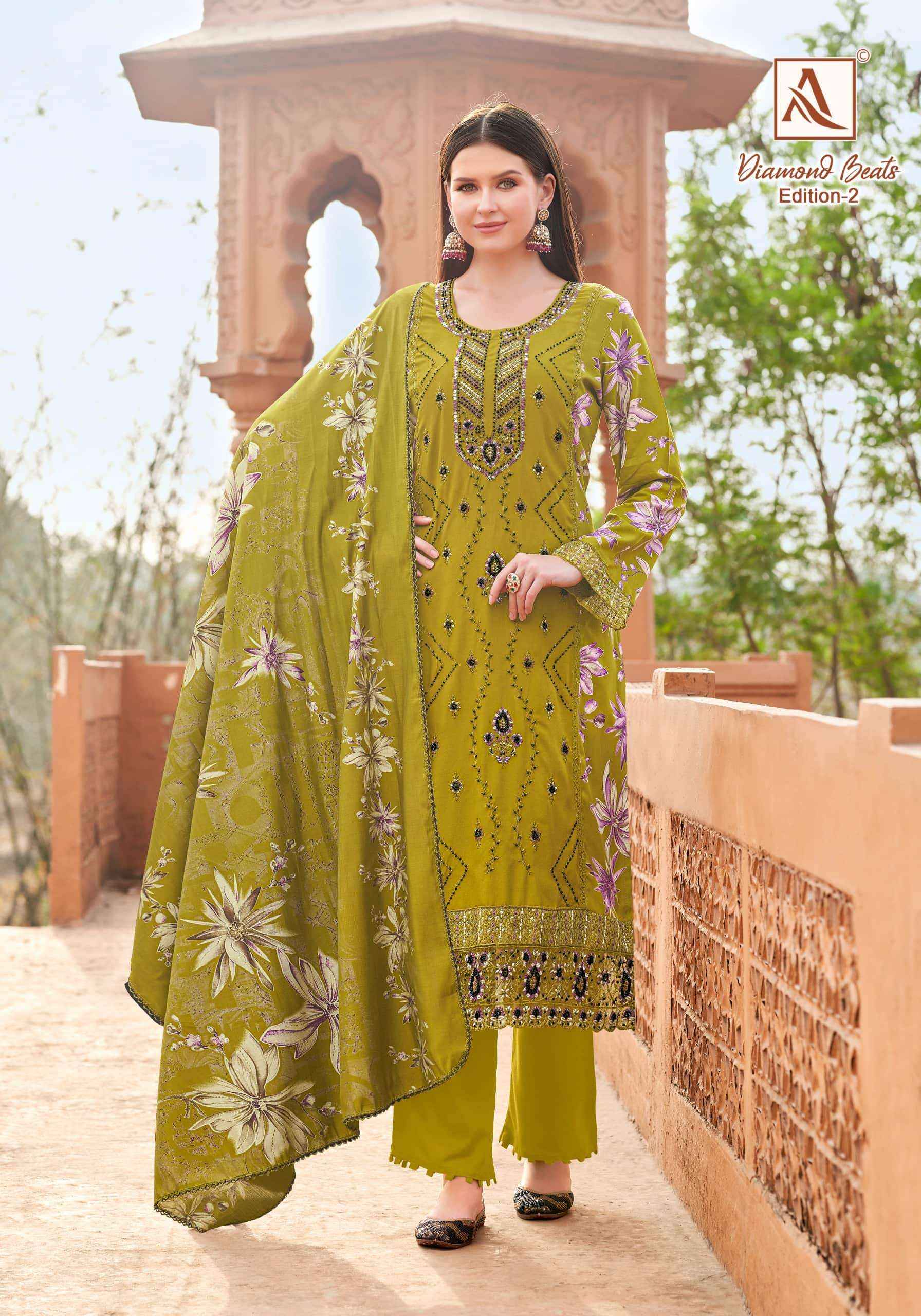 Alok Suit Diamond Beats Edition 2 Rayon Dress Material 6 Pcs Catalog Wholesale