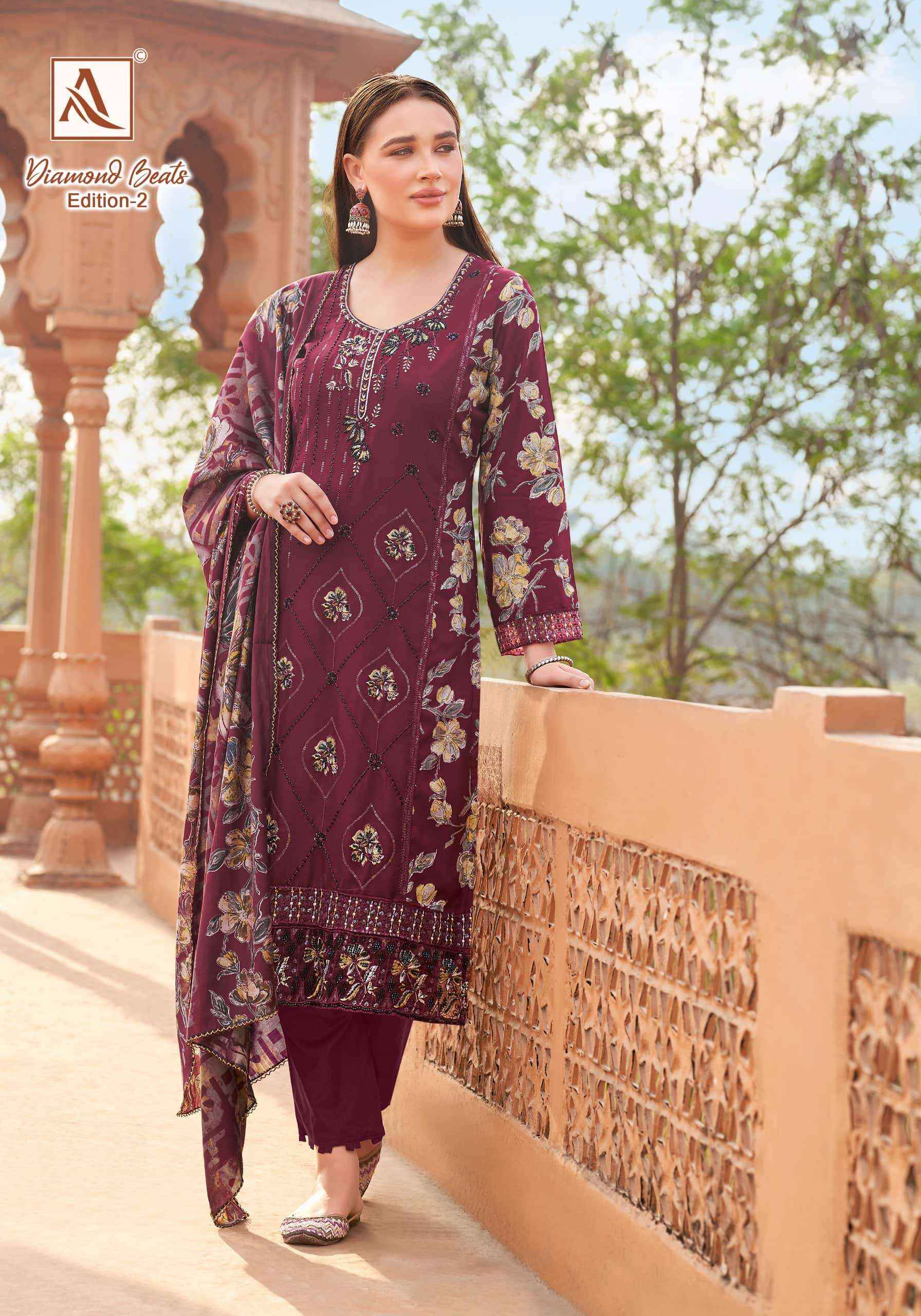 Alok Suit Diamond Beats Edition 2 Rayon Dress Material 6 Pcs Catalog Wholesale