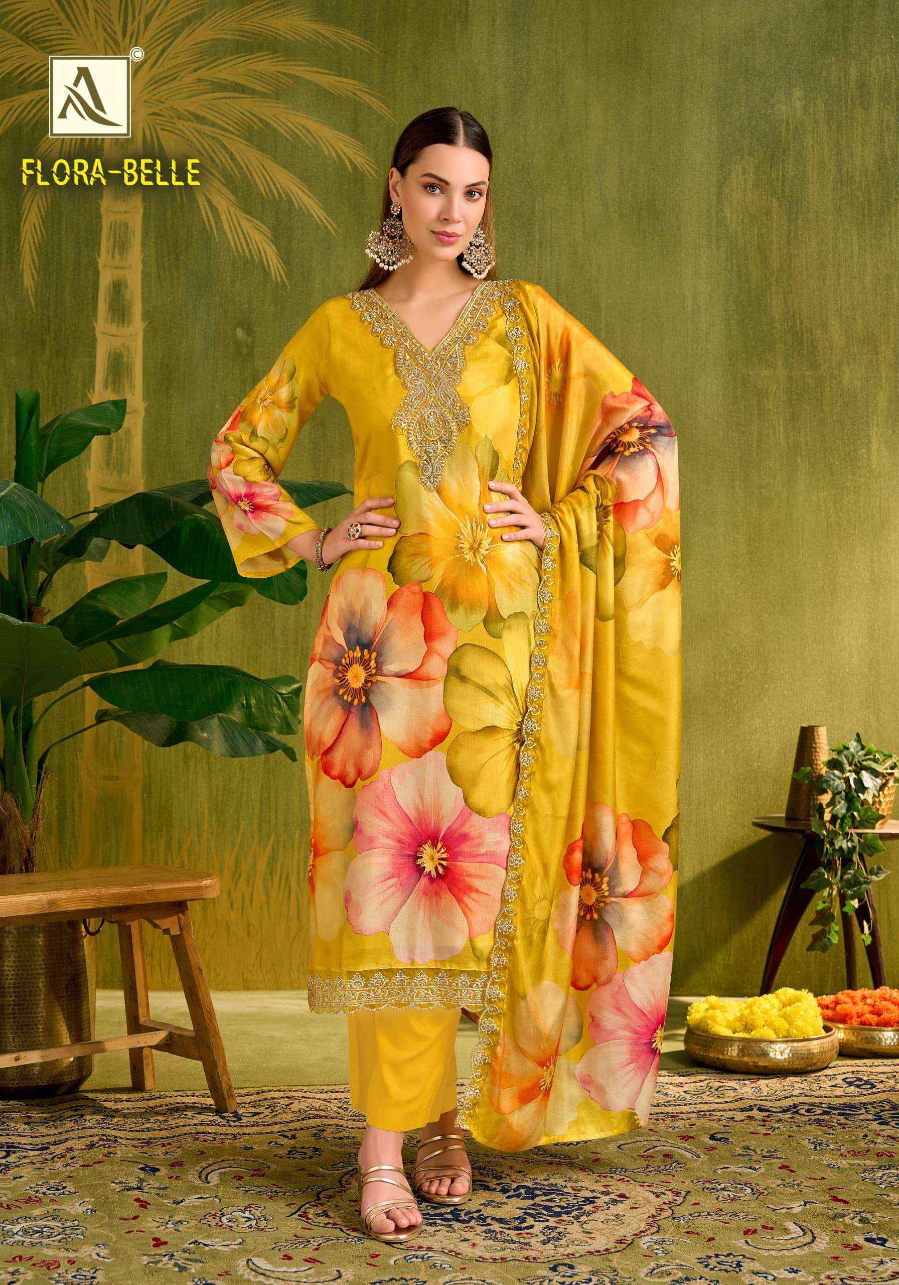 Alok Suit Flora Belle Muslin Suits | Official B2B Wholesale Website ( 6 Pcs Set )