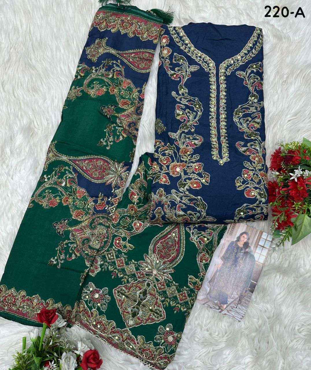 Amrutvela At 220 Abcd Latest Muslin Dress Material Pakistani Suit 4 Pcs set