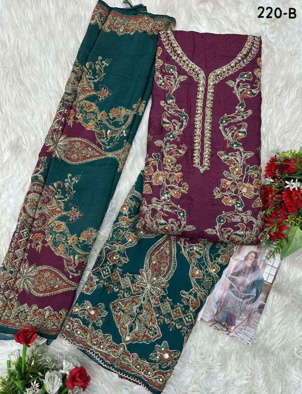 Amrutvela At 220 Abcd Latest Muslin Dress Material Pakistani Suit 4 Pcs set